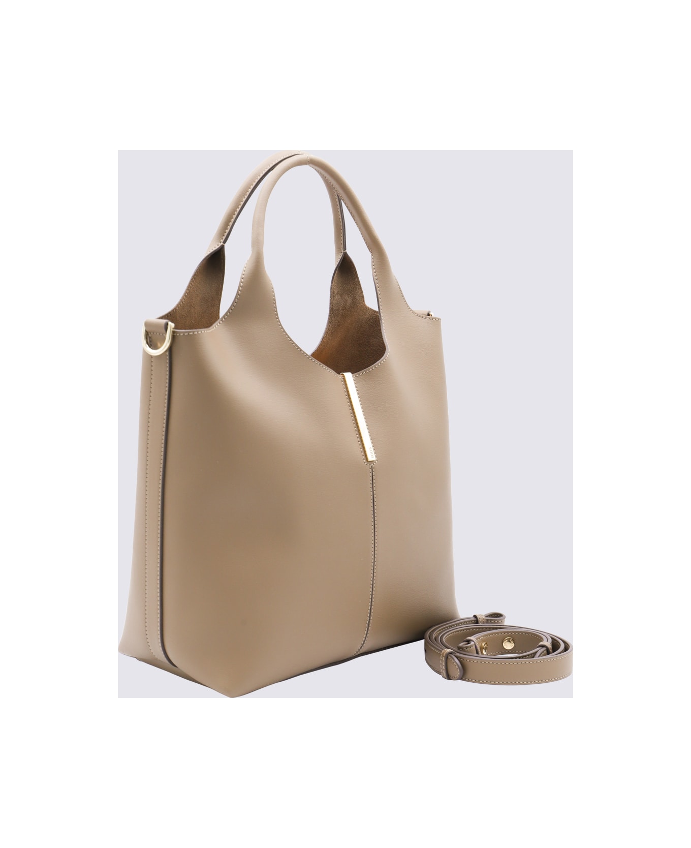 Tod
s Light Beige Leather Top Handle Bag - LENTICCHIA