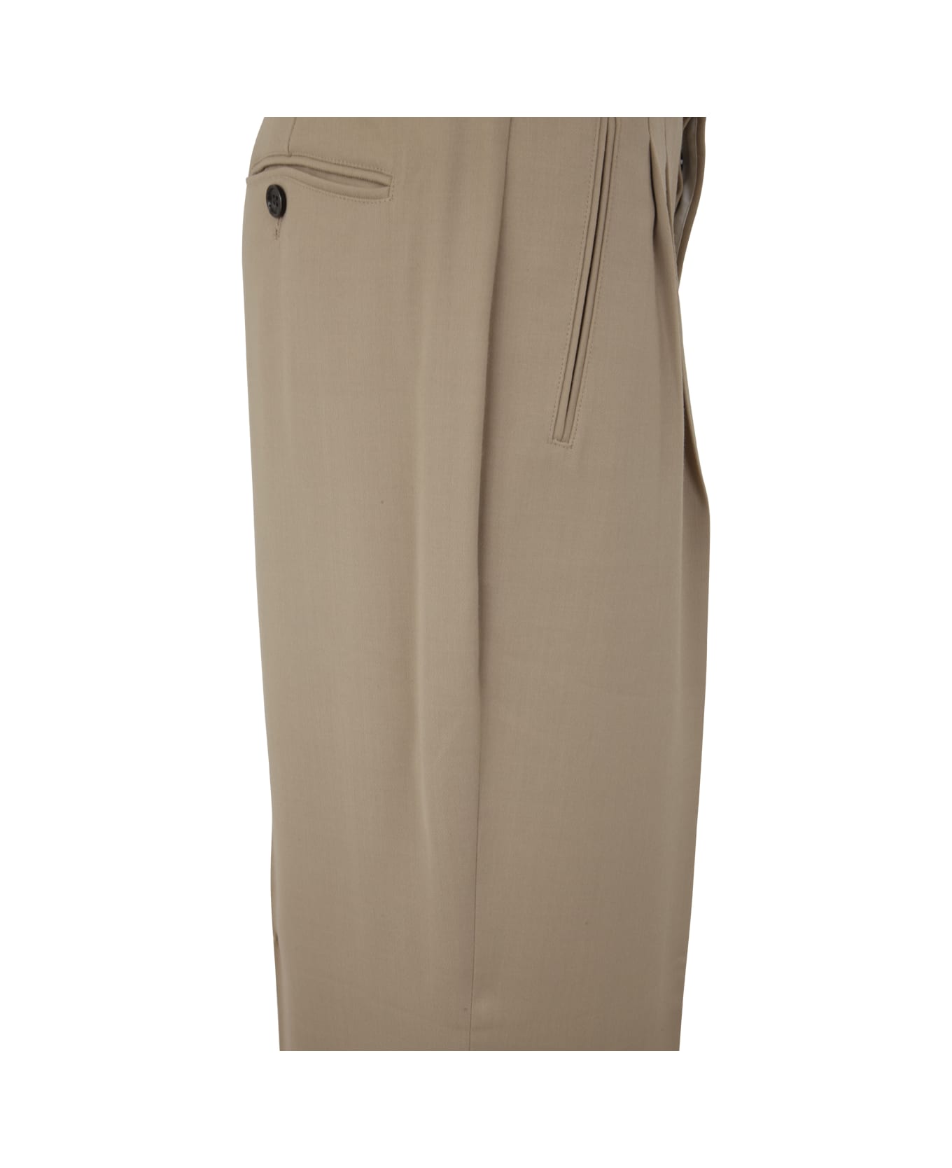 Ami Alexandre Mattiussi Straight Fit Trousers - Wool Tricotine Champagne
