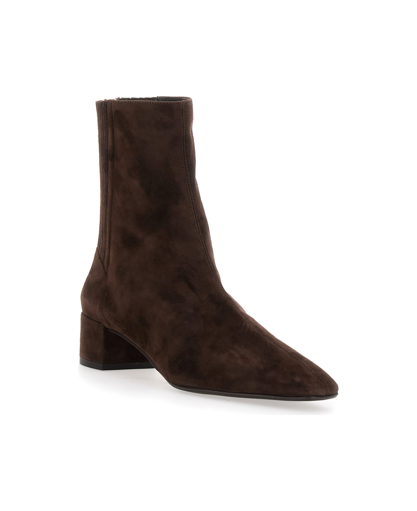Aquazzura 'saint Honore' Brown Ankle Boots With Low Block Heel And Rear Zip Closure In Suede Woman - Brown