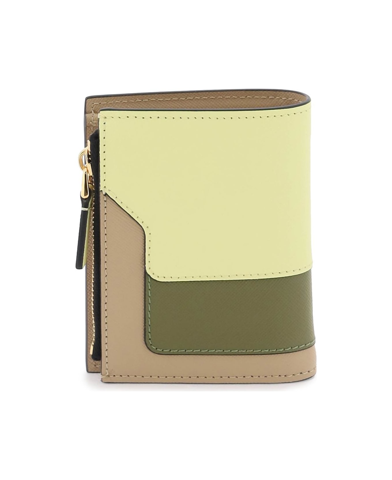 Marni Multicolored Saffiano Leather Bi-fold Wallet - VANILLA OLIVE SOFT BEIGE (Beige) 財布