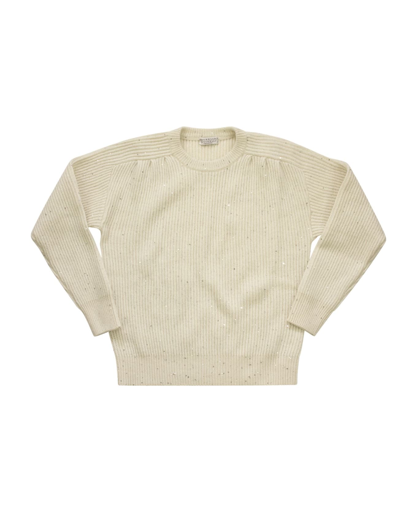 Brunello Cucinelli Cashmere And Wool Blend Sweater - Cream