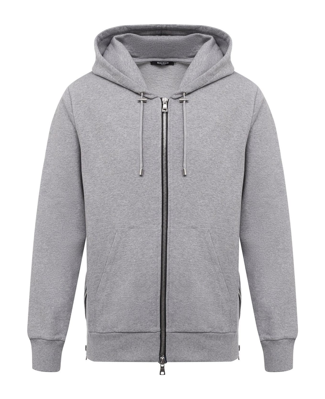 Balmain Logo Hooded Sweatshirt - Gray フリース