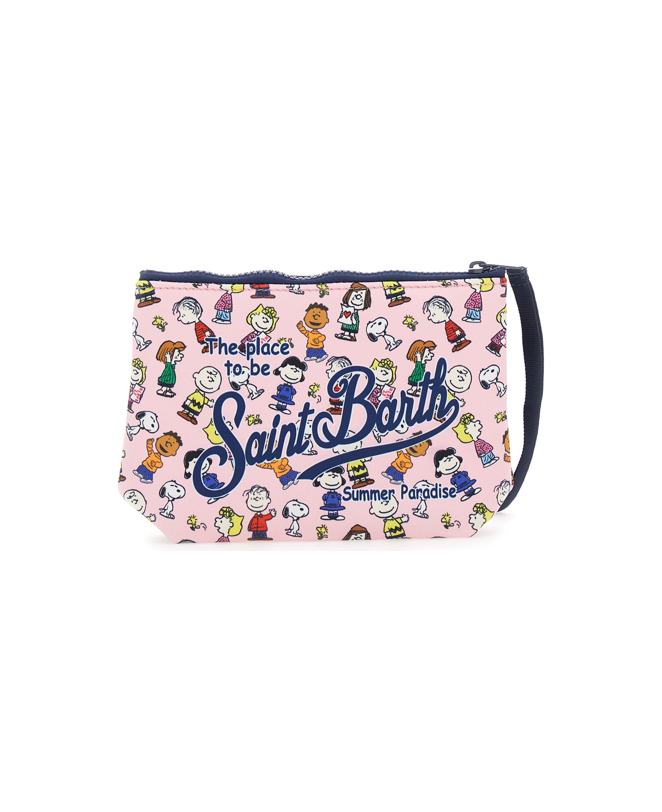 MC2 Saint Barth 
aline
 Pink Clutch With Logo Lettering On The Front And All-over Print In Tech Fabric Girl - Pink