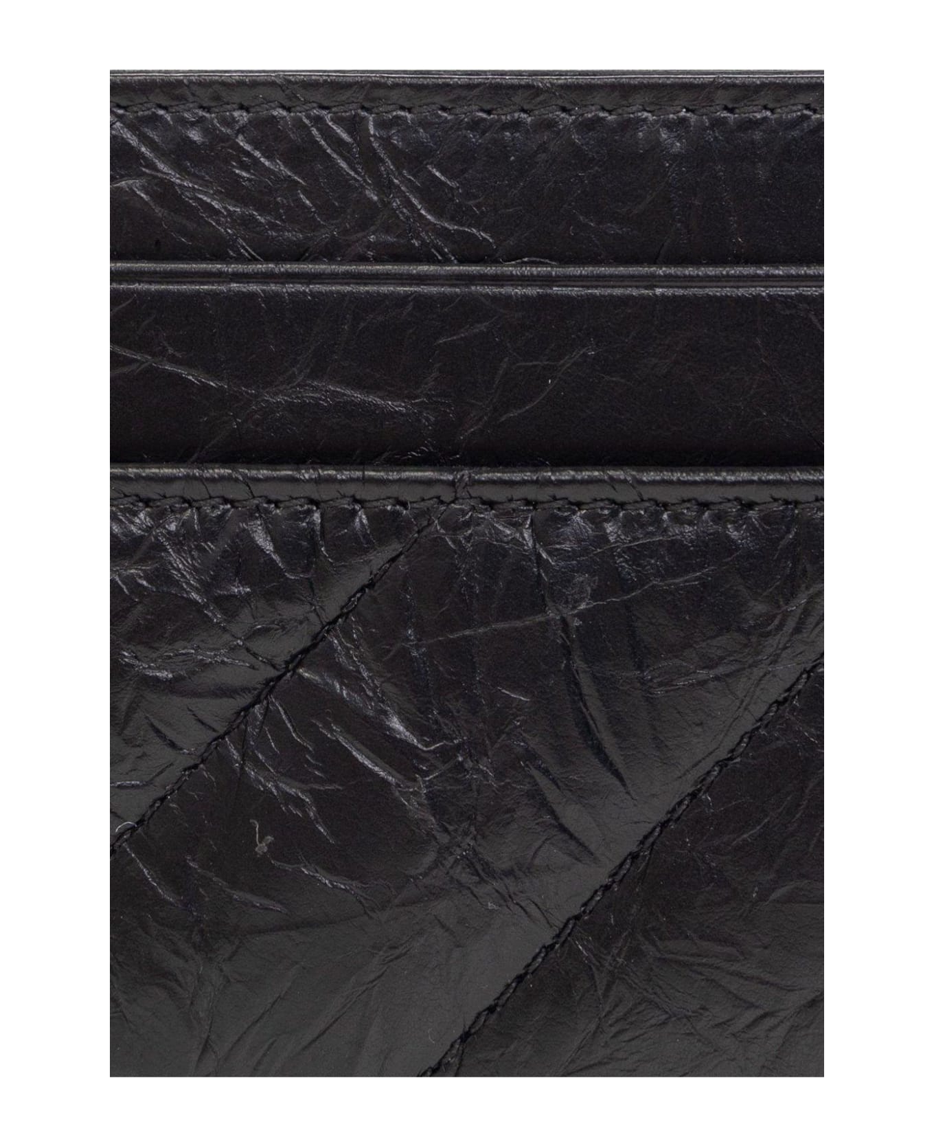 Balenciaga Logo Plaque Quilted Cardholder - Black
