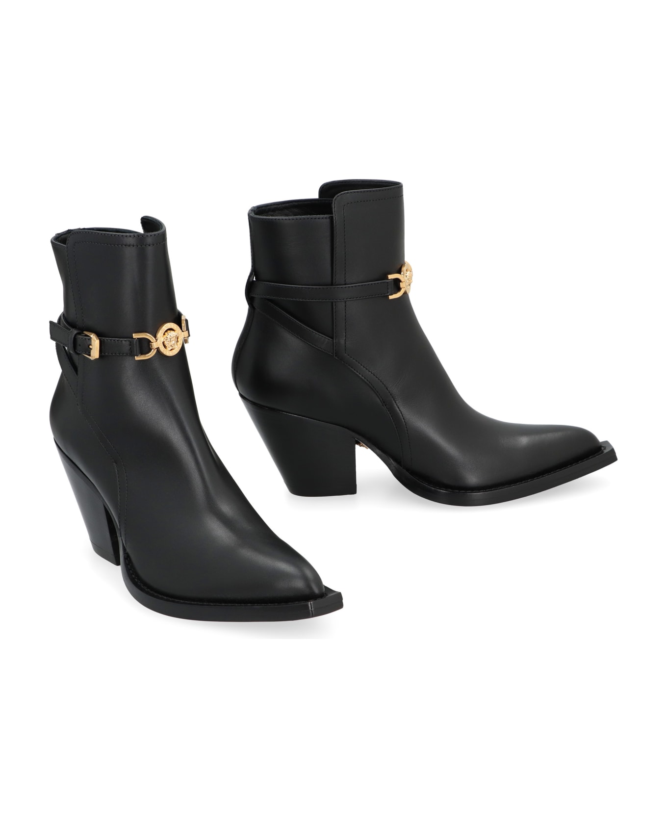 Versace Leather Ankle Boots - black