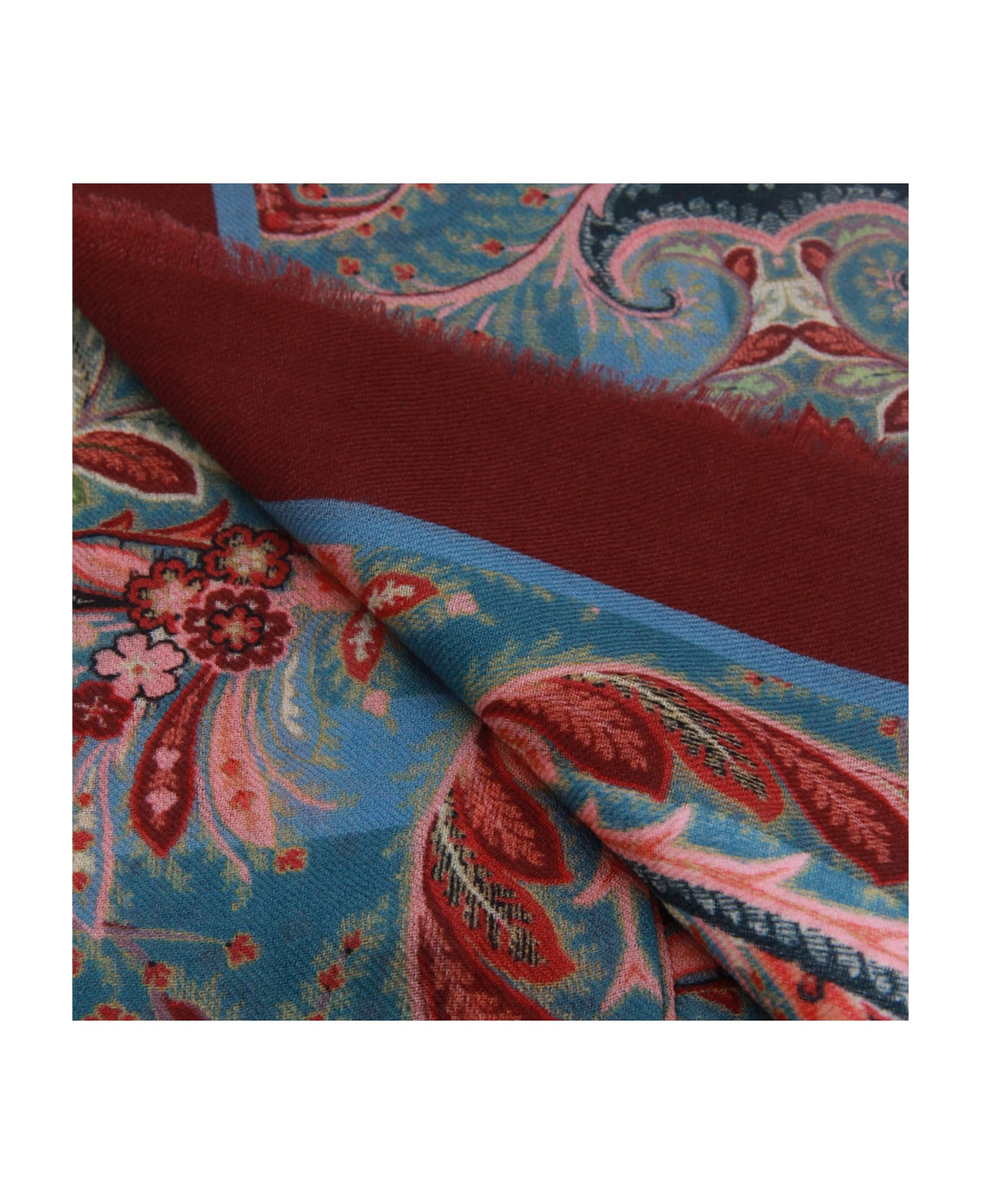 Etro Red And Blue Wool Scarves - BLUE/AUBERGINE
