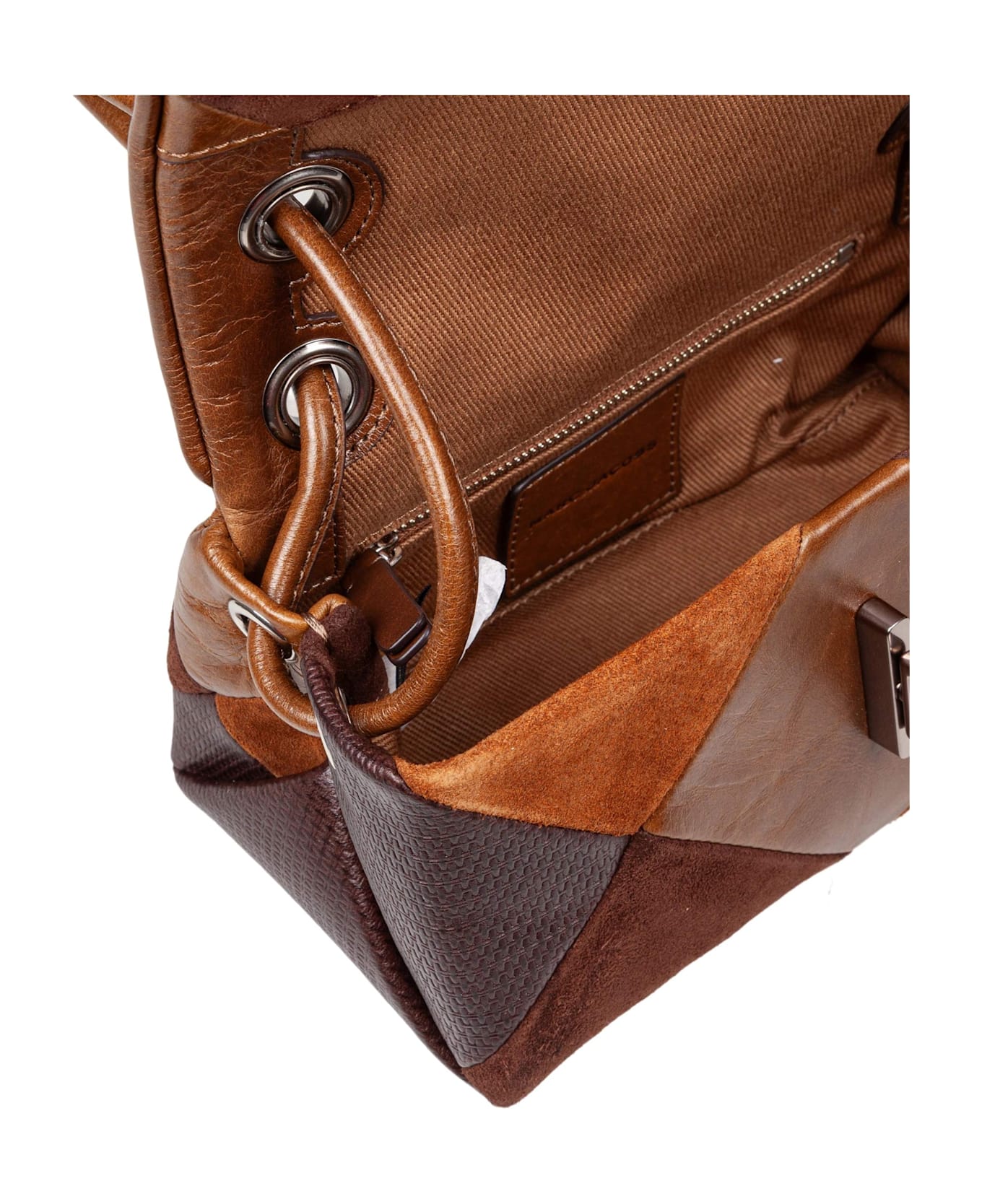Marc Jacobs The Mini Dual Shoulder Bag In Patchwork Suede - BROWN