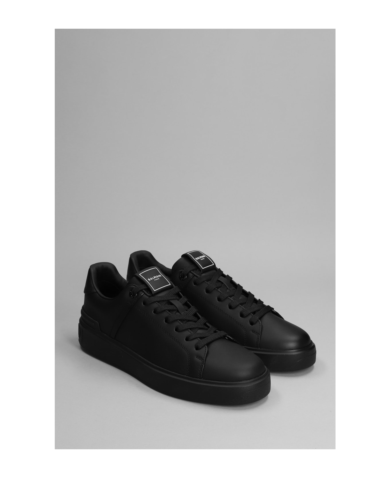 Balmain B Court Sneakers In Black Leather - black