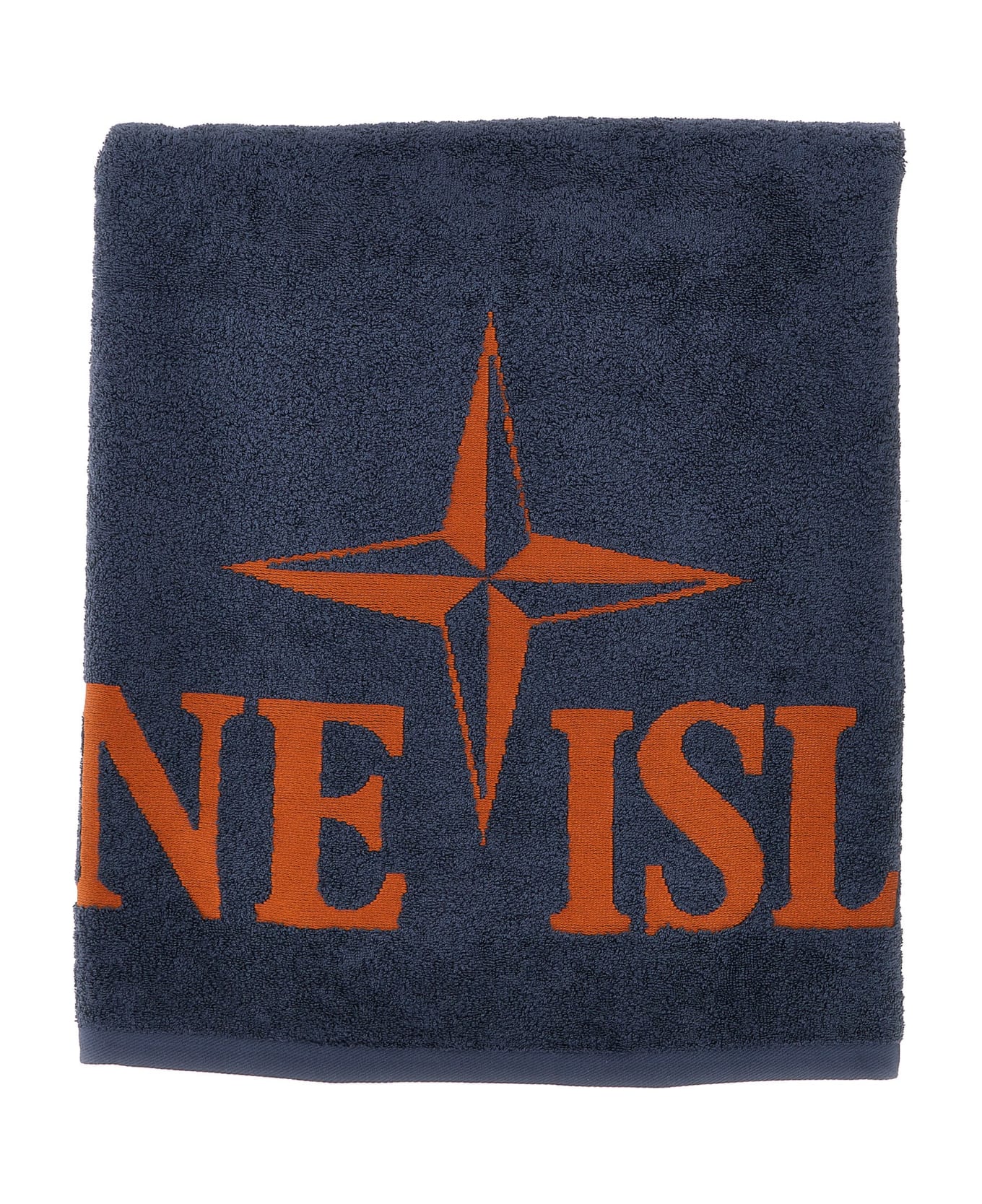 Stone Island Logo Printed Beach Towel - Blue