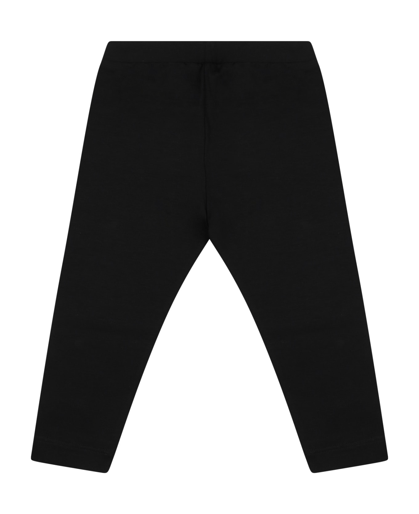 Moschino Black Leggings For Baby Girl With Logo - Black ボトムス
