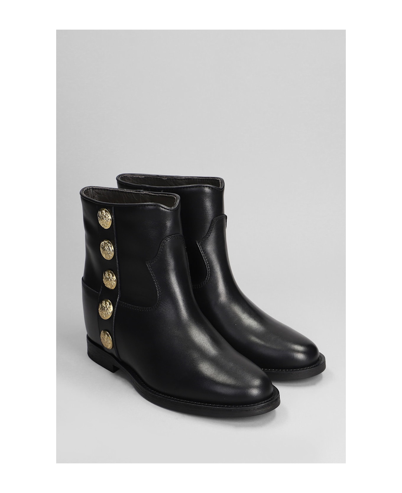 Via Roma 15 Ankle Boots Inside Wedge In Black Leather - black