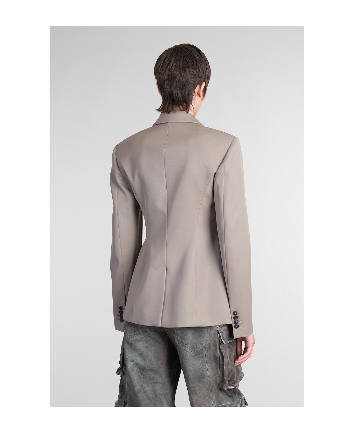 The Attico Blazer In Taupe Wool - taupe