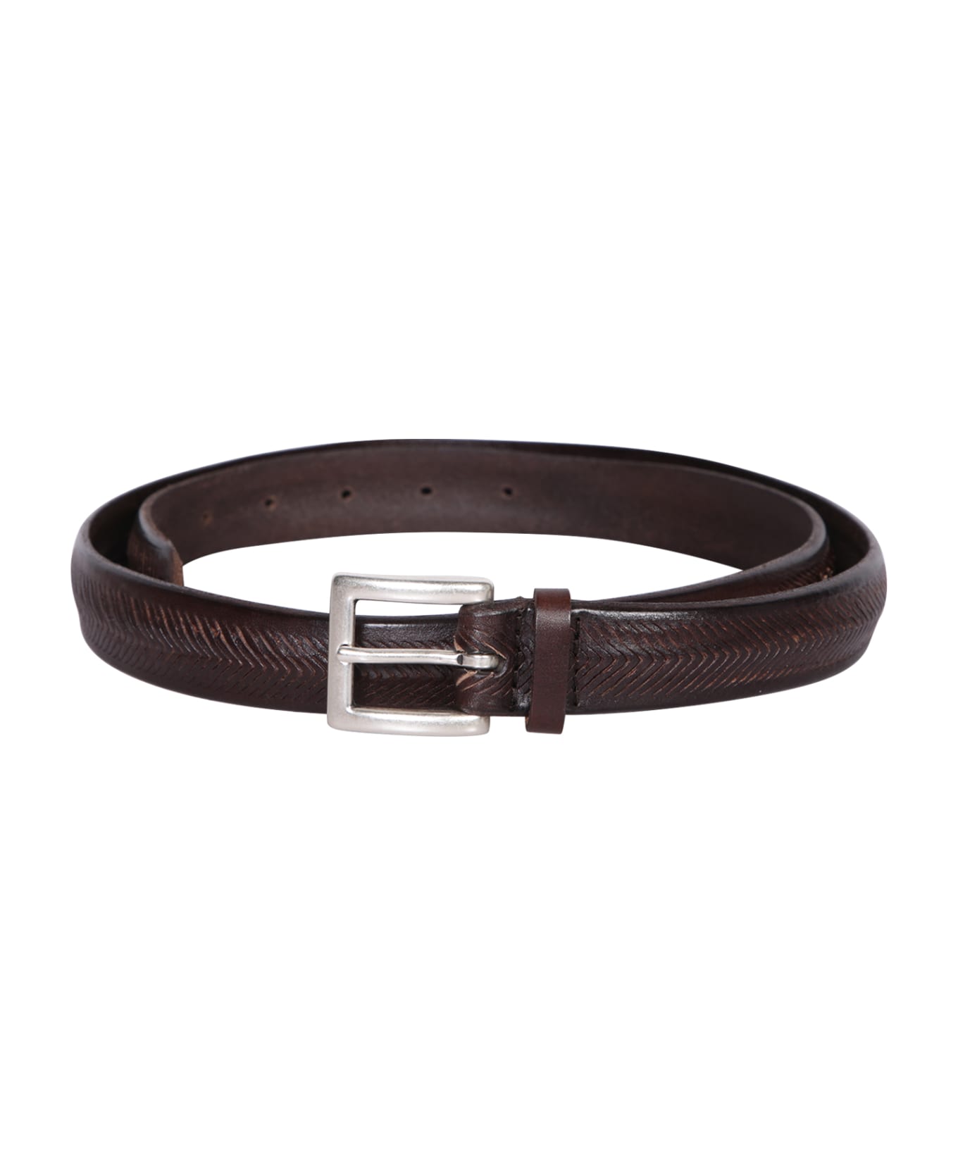 Orciani Triangular Engraved Brown Belt - Brown