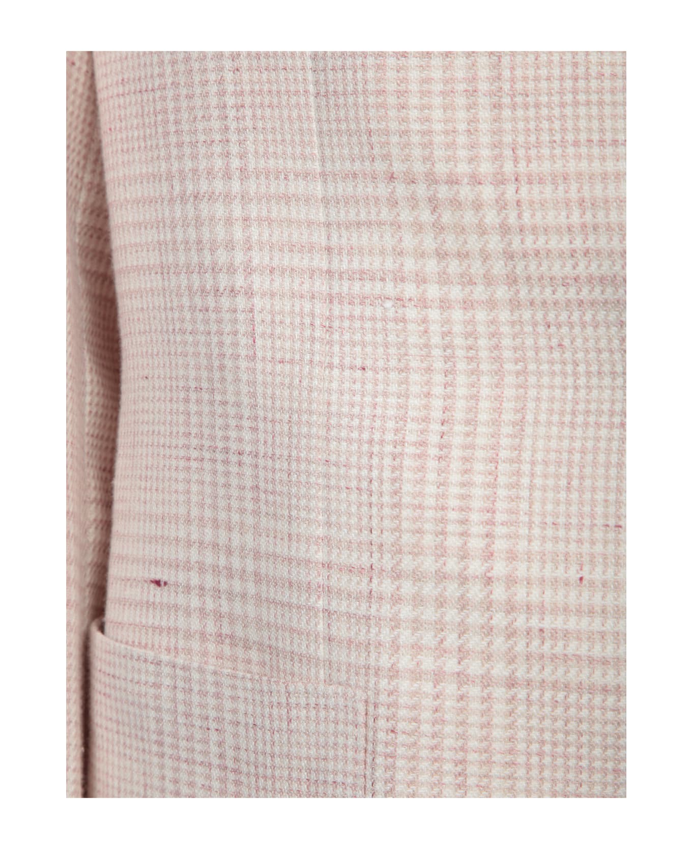 Canali White/pink Wool And Linen Jacket - Blue