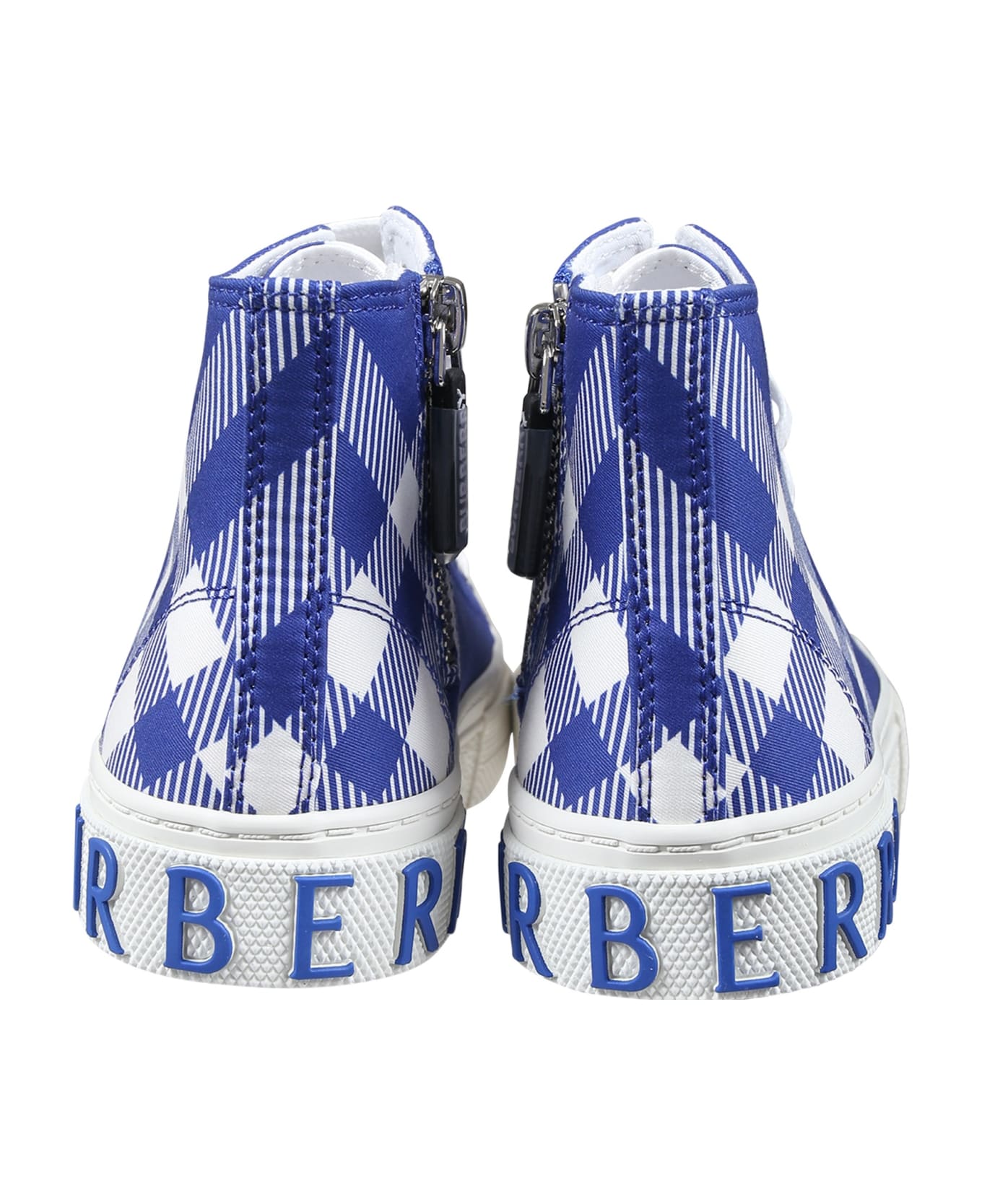 Burberry Blue Sneakers For Kids With Logo - Blu