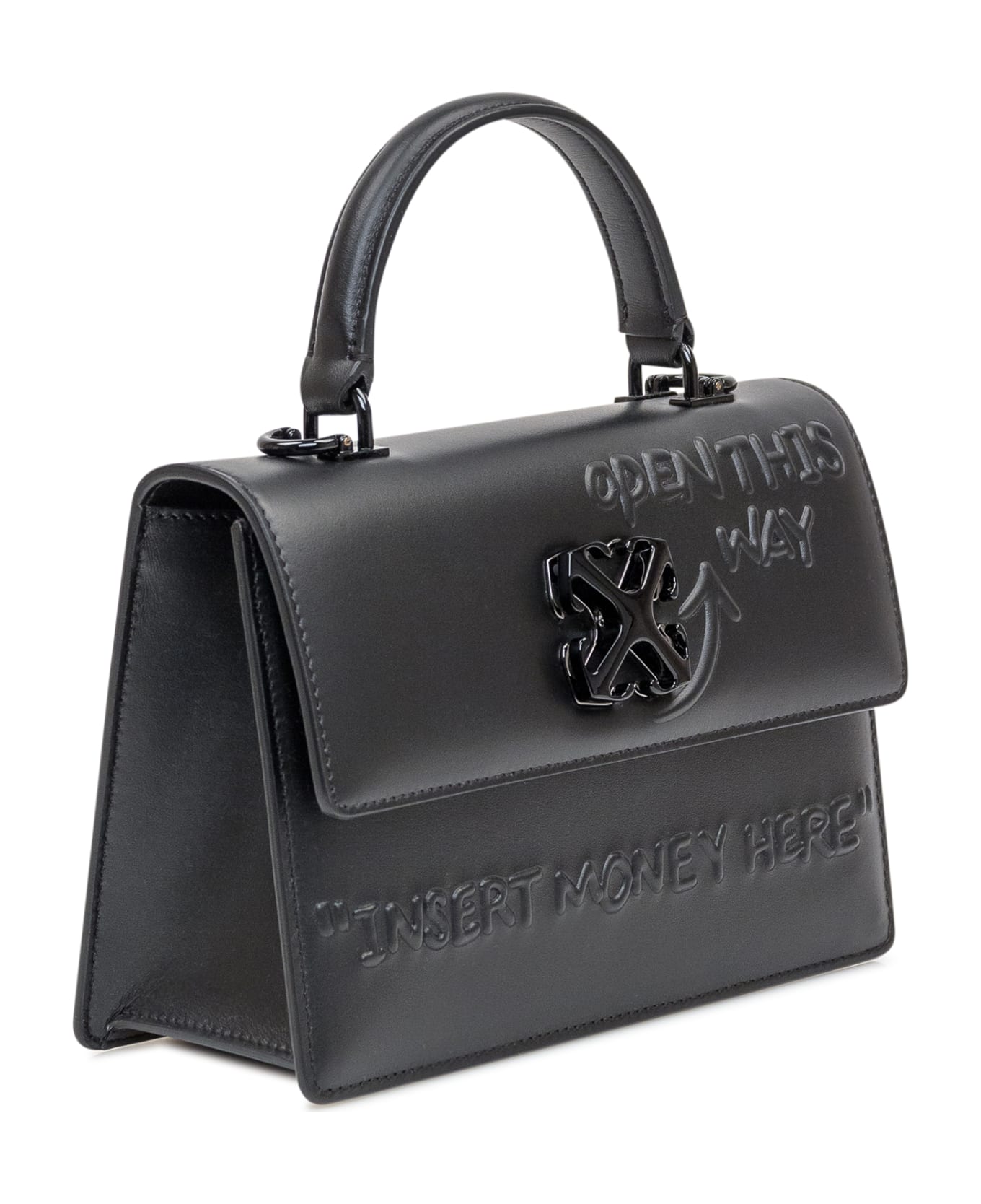 Off-White Hand Bag With Writing - BLACK