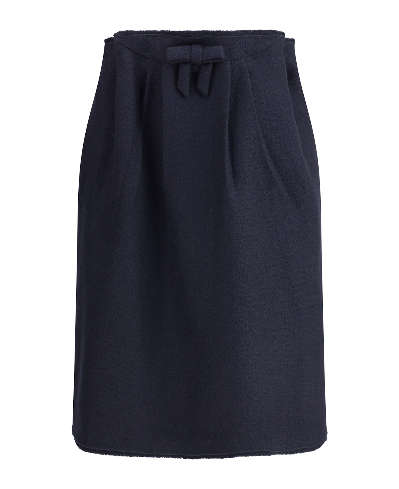 Prada Chevron Wool Midi Skirt