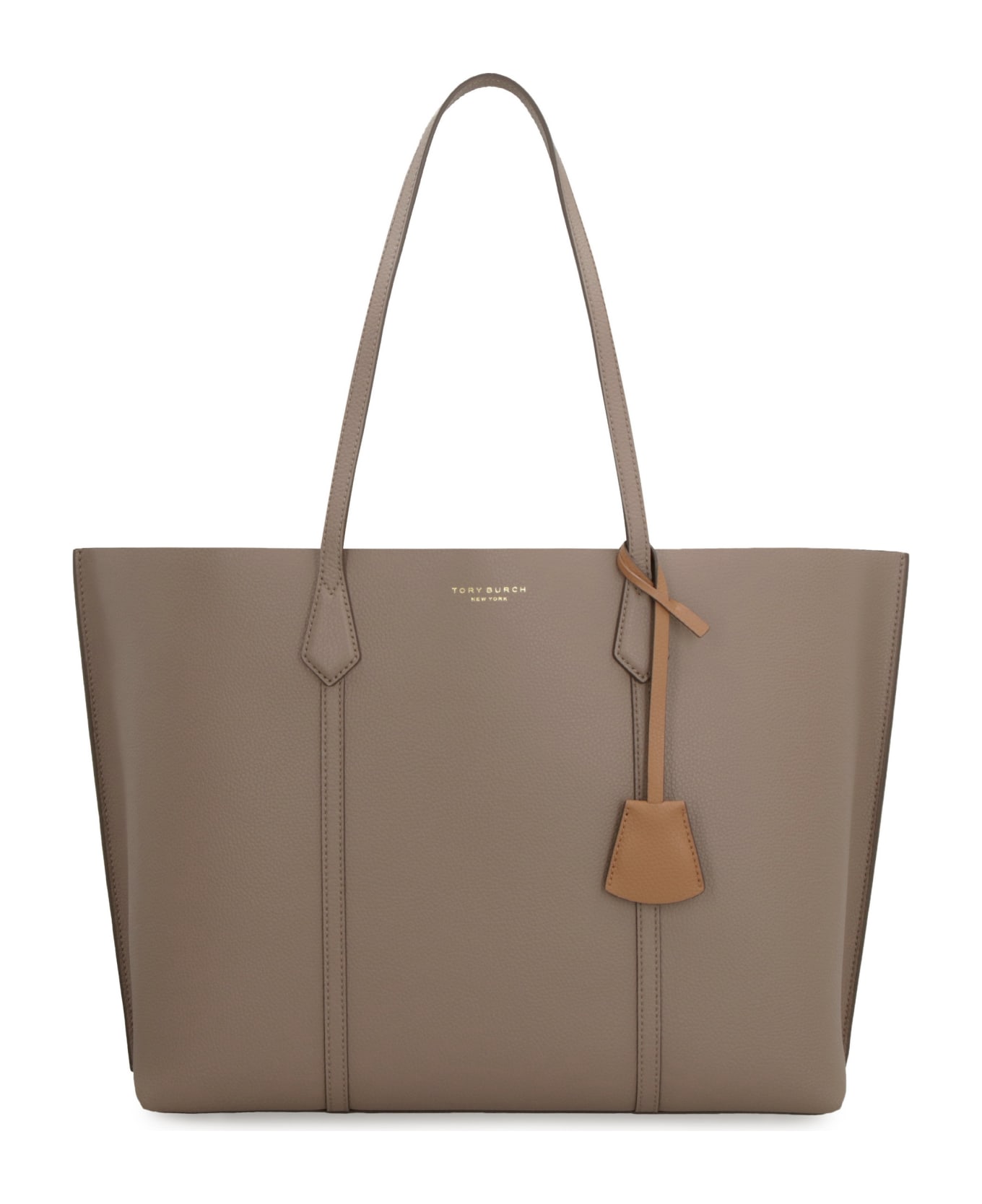Tory Burch Perry Smooth Leather Tote Bag - turtledove