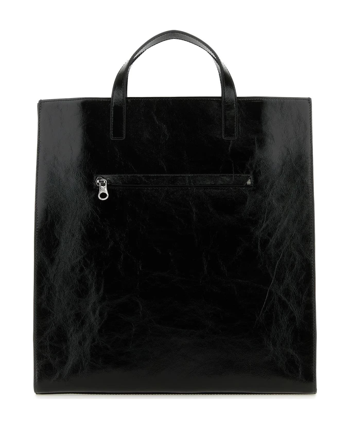Courrèges Black Leather Heritage Shopping Bag - Black