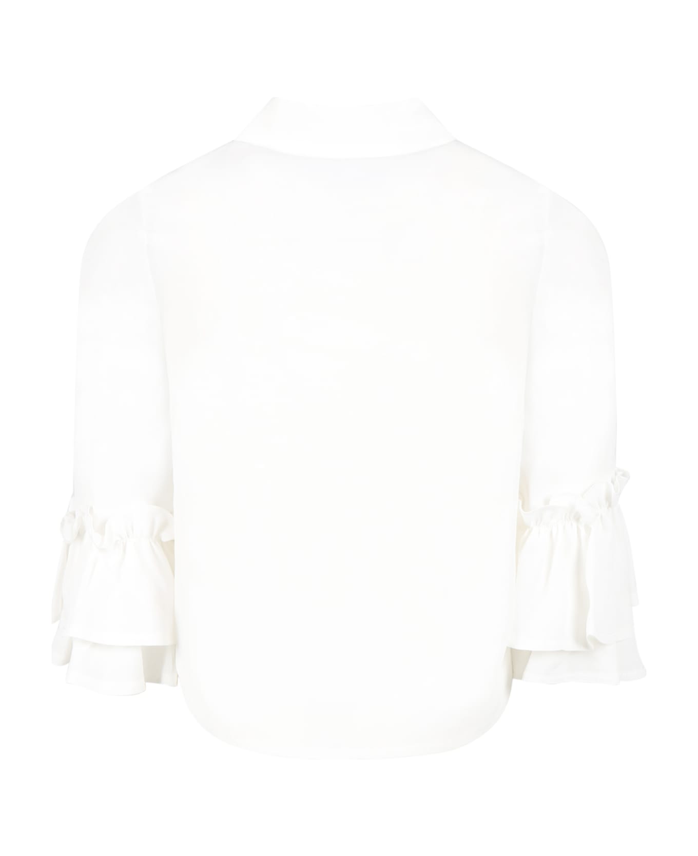 Simonetta White Shirt For Girl With Ruffles - Ivory