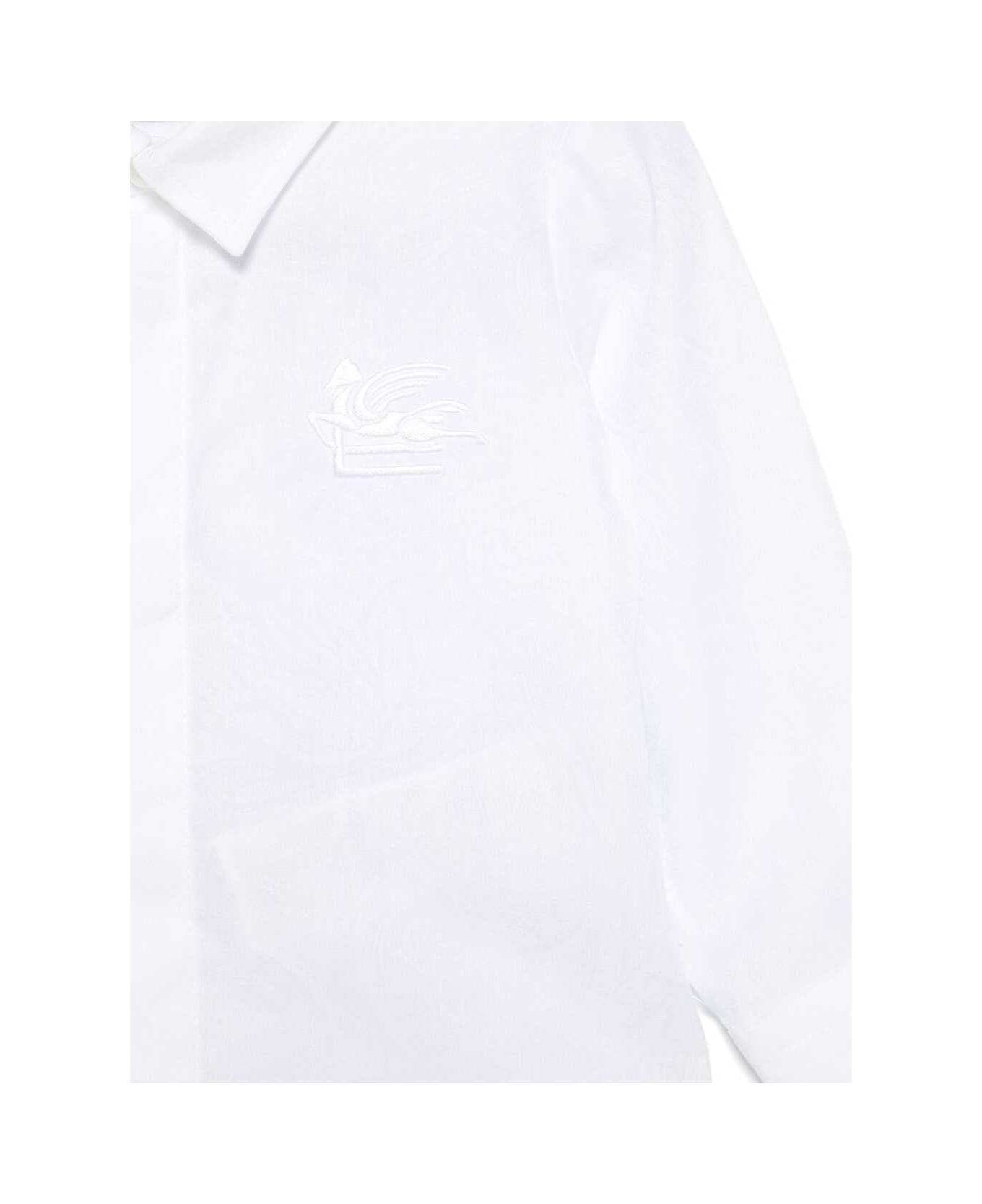 Etro White Jacquard Shirt With Embroidered Logo - White