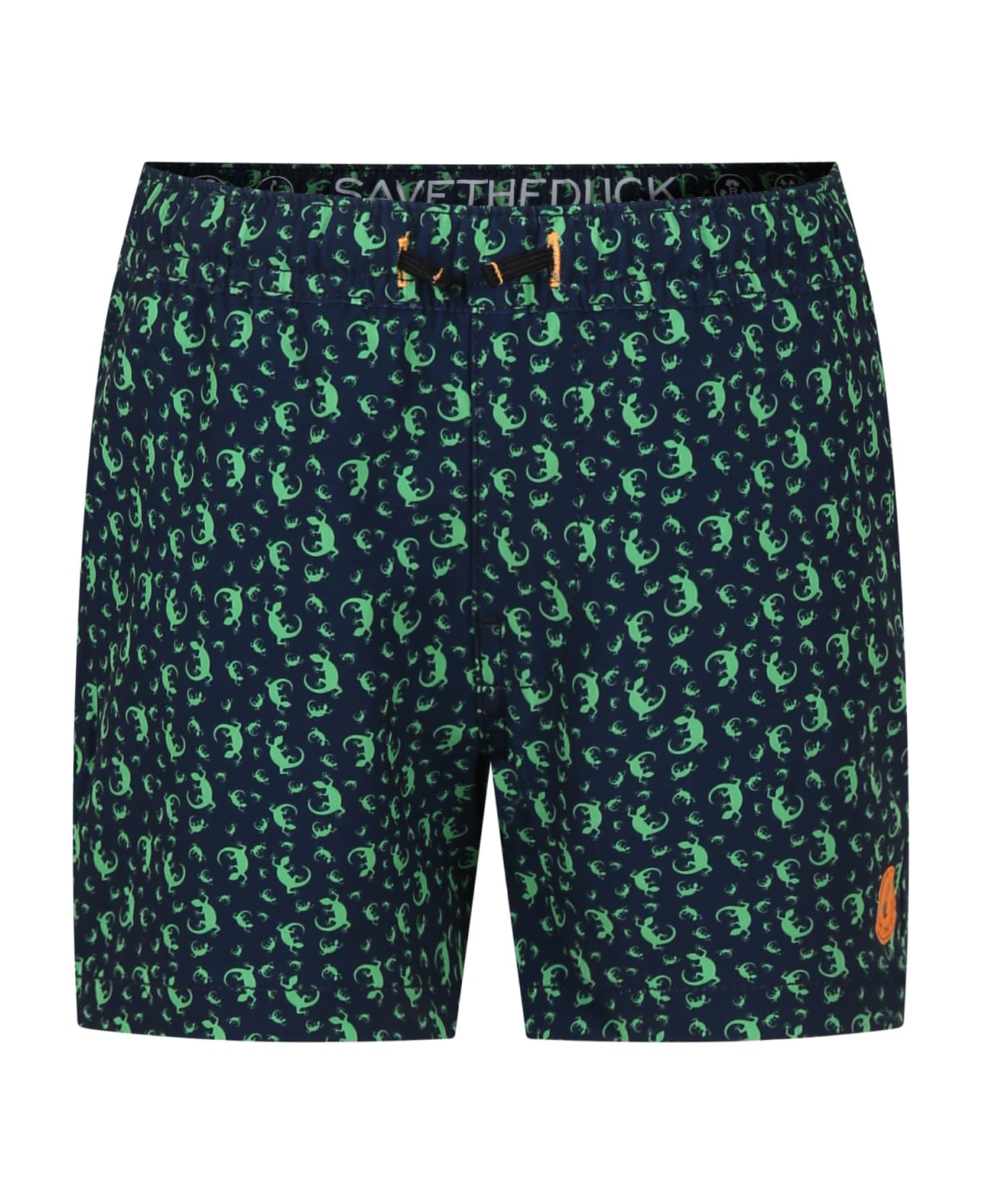 Save the Duck Blue Getu Swim Shorts For Boy With Gecko Print - Blue 水着