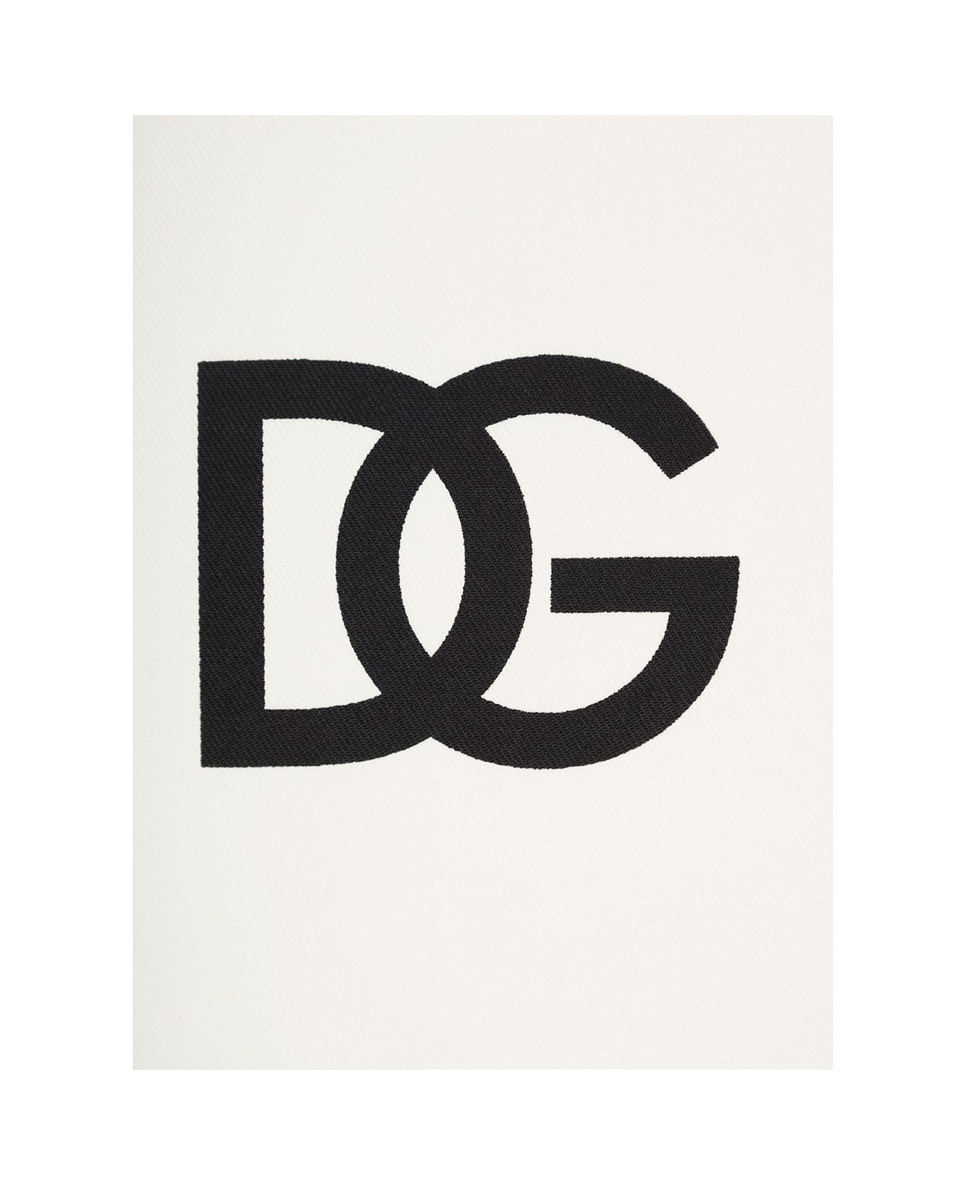 Dolce combat & Gabbana White And Black Cushion With Contrasting Dg Logo Print In Cotton - White