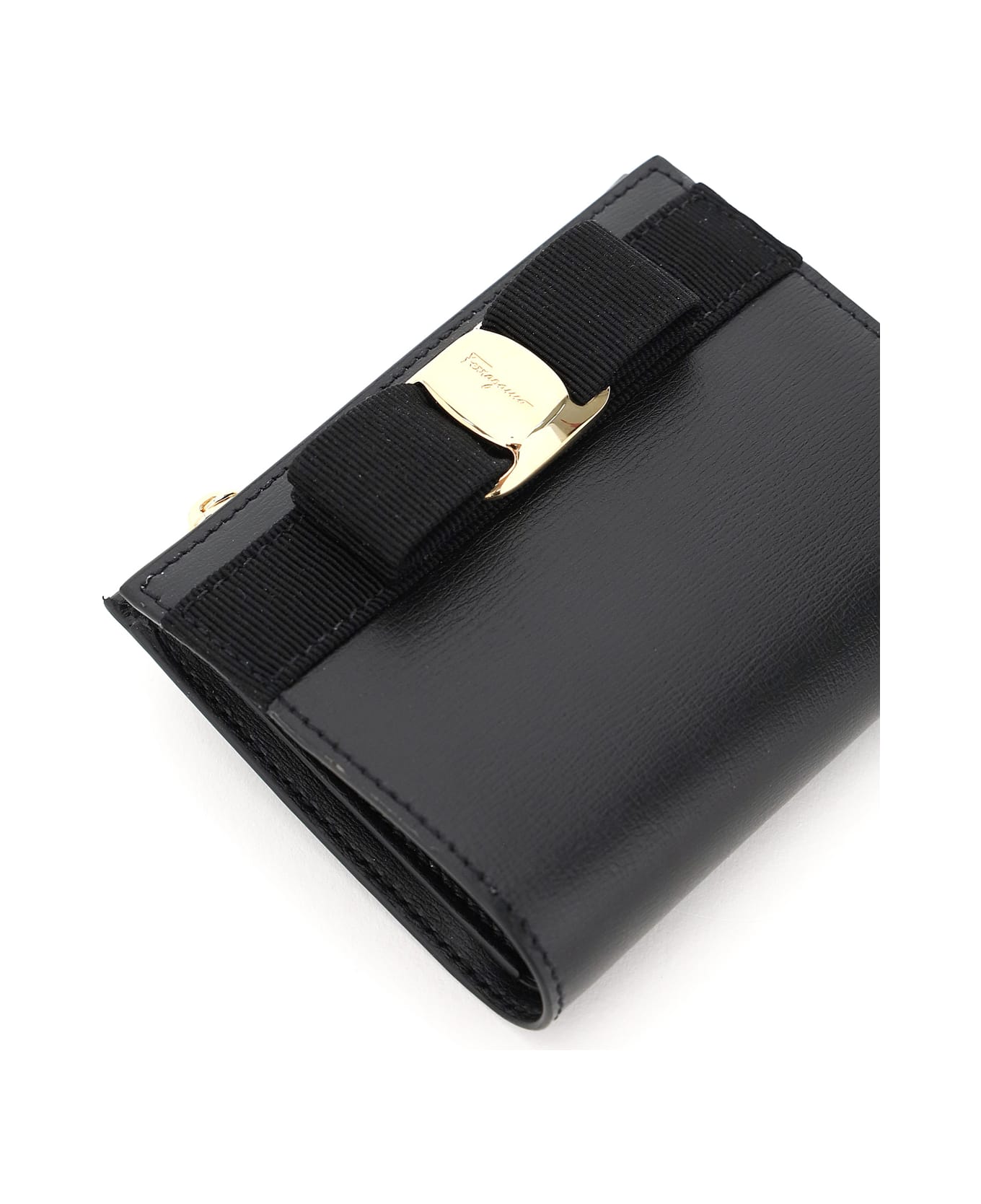 Ferragamo Vara Bow Compact Wallet - BLACK