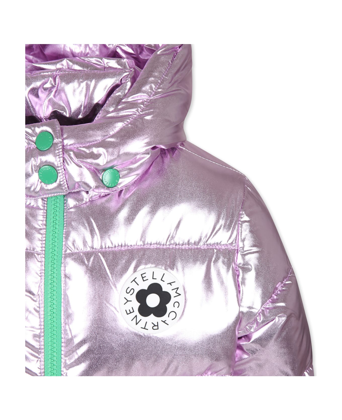 Stella McCartney Kids Pink Down Jacket For Girl With Logo - Pink