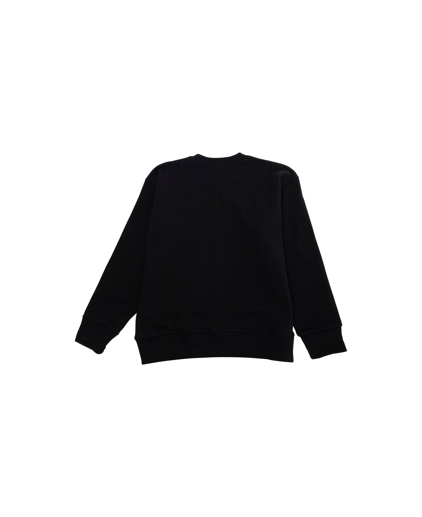 Dsquared2 Black Crewneck T-shirt With Maxi Logo Print On The Front In Cotton Boy - Black