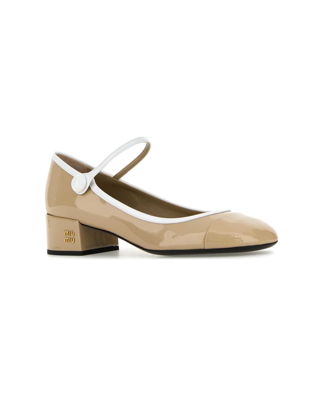 Miu Miu Beige Leather Pumps - SABBIABIANCO
