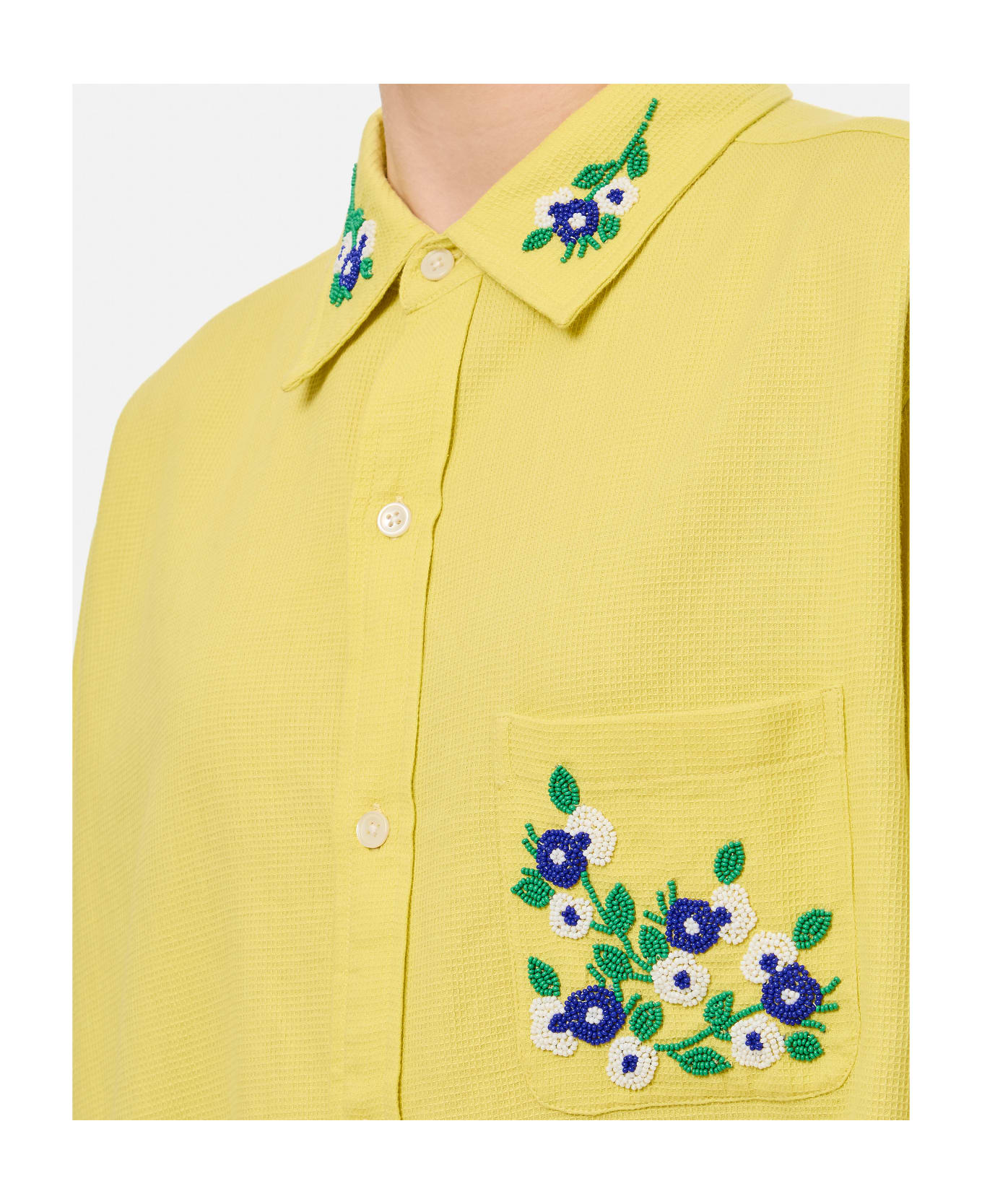 Bode Beaded Chicory Ls Cotton Shirt - Yellow