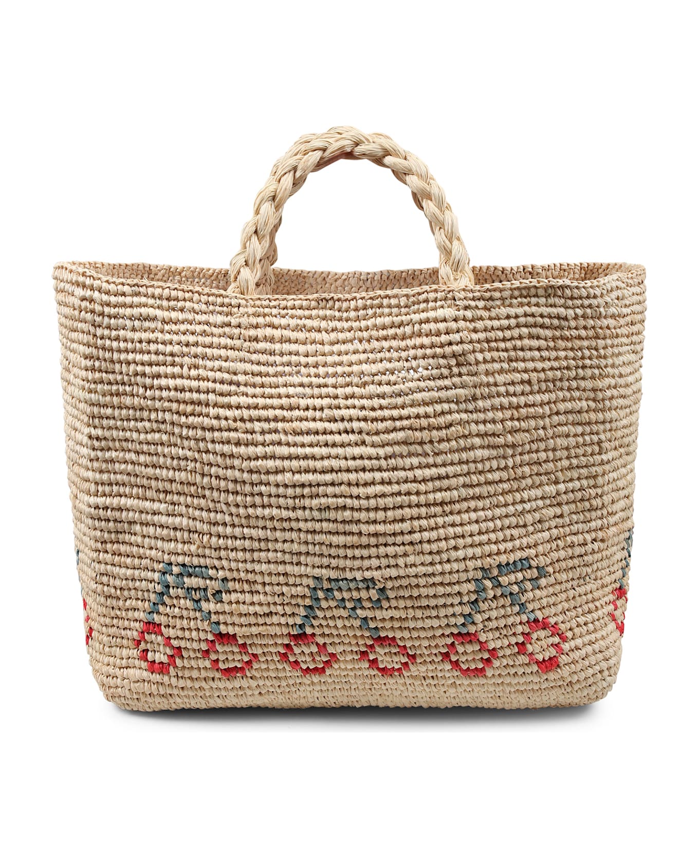 Bonpoint Beige Straw Bag For Girl With Cherries - Beige