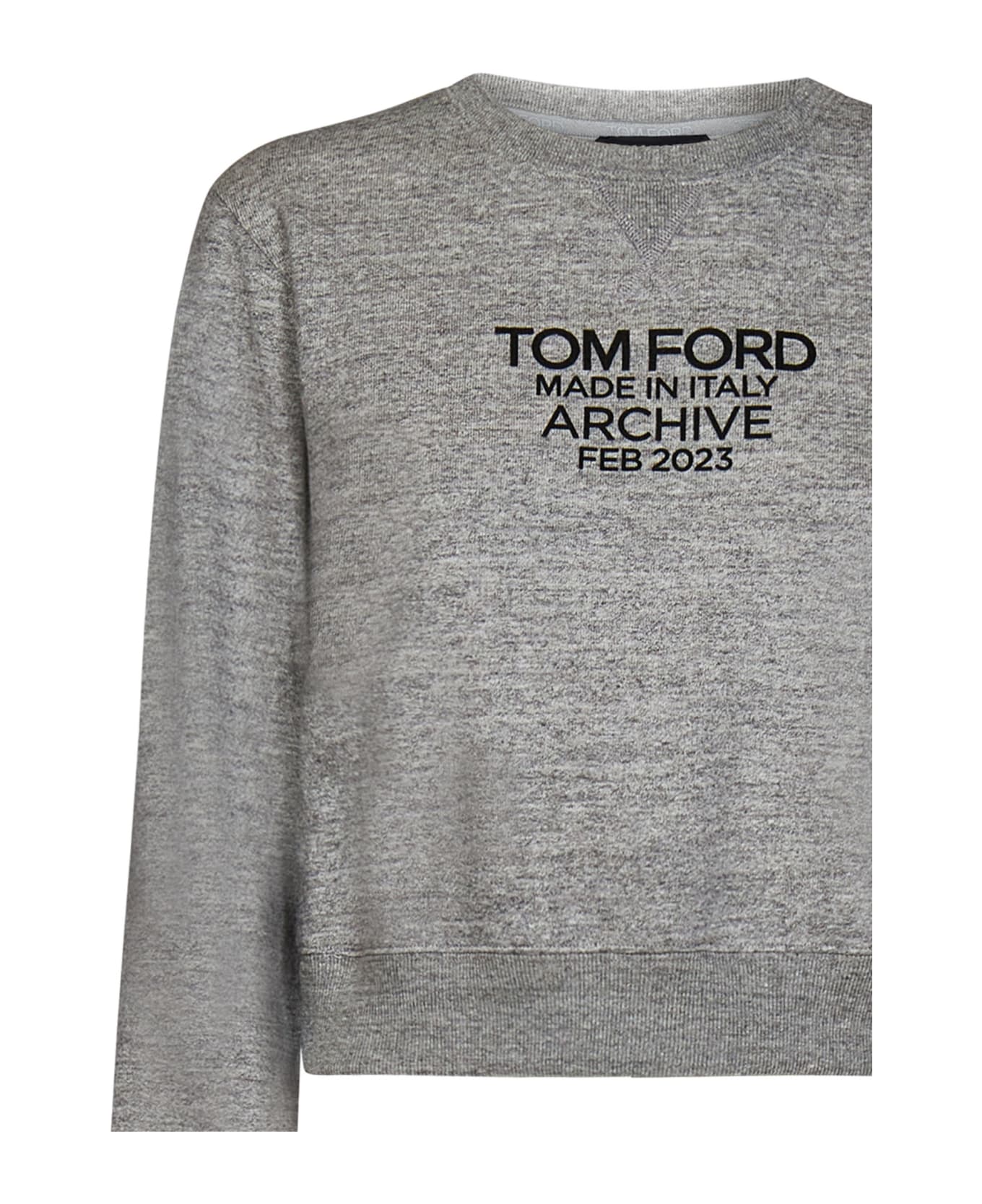 Tom Ford Logo Printed Crewneck Sweatshirt - GREY