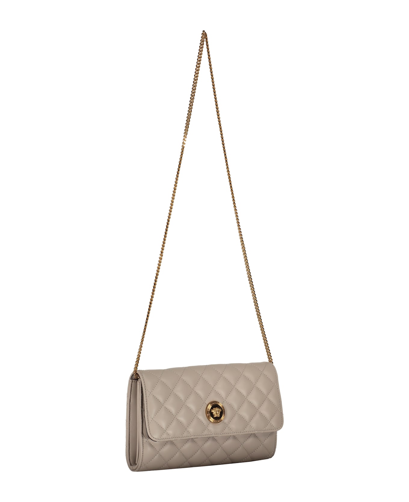 Versace Leather Clutch With Logo - Ivory