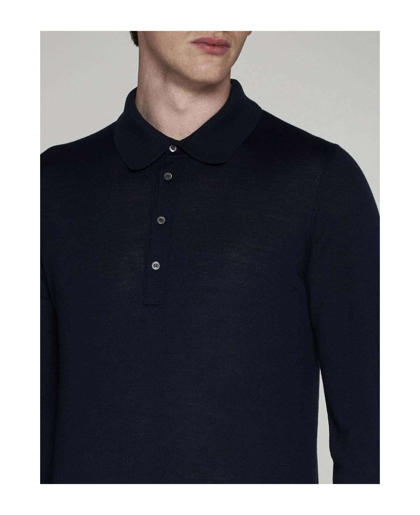 Piacenza Cashmere Wool Polo Shirt - Blu navy シャツ