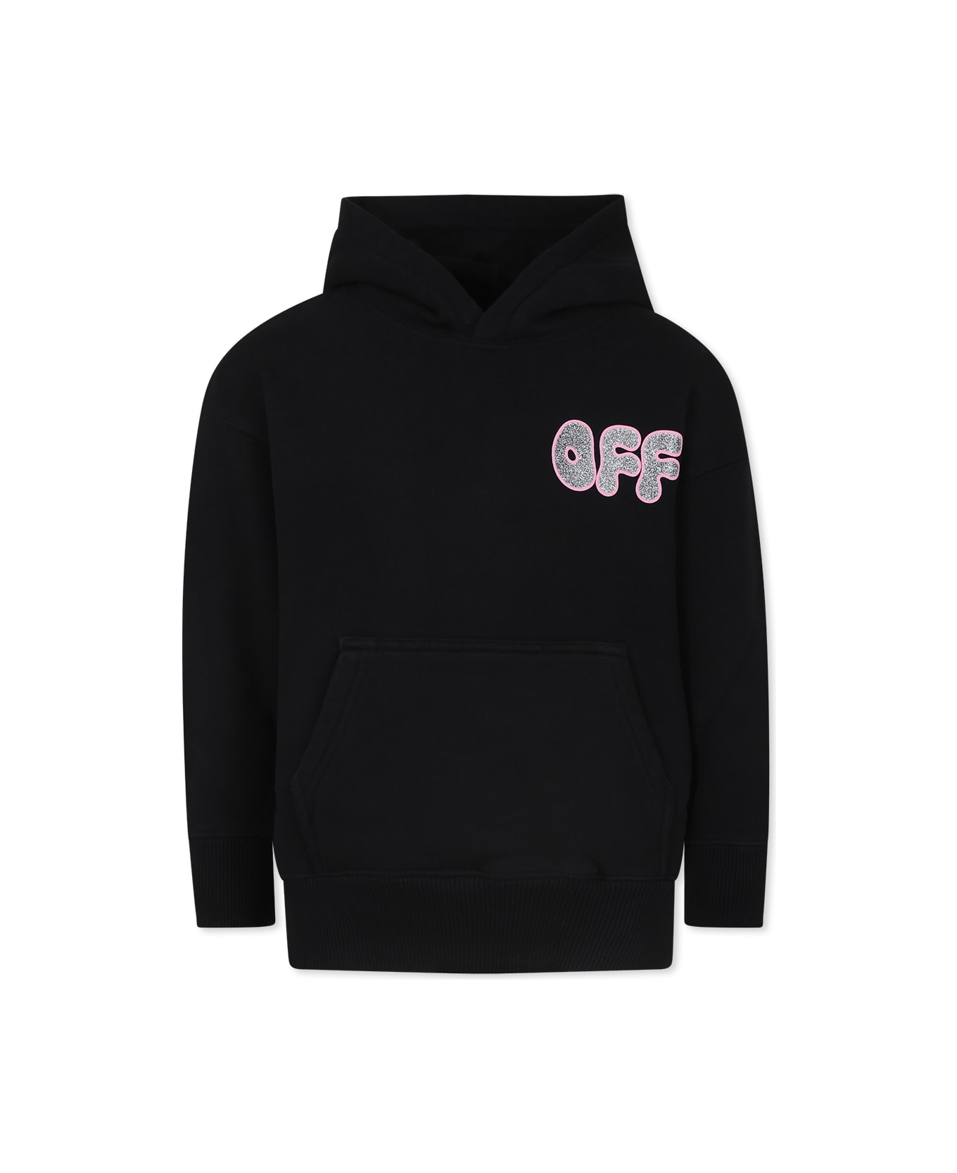 Off-White Black Sweatshirt For Girl With Logo - Black