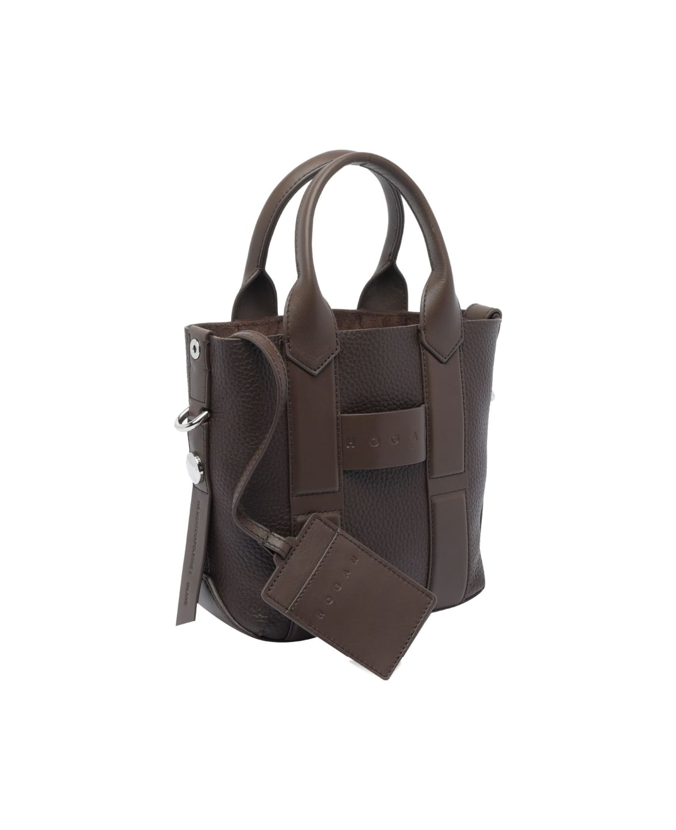 Hogan Script Small Leather Tote Bag - Brown