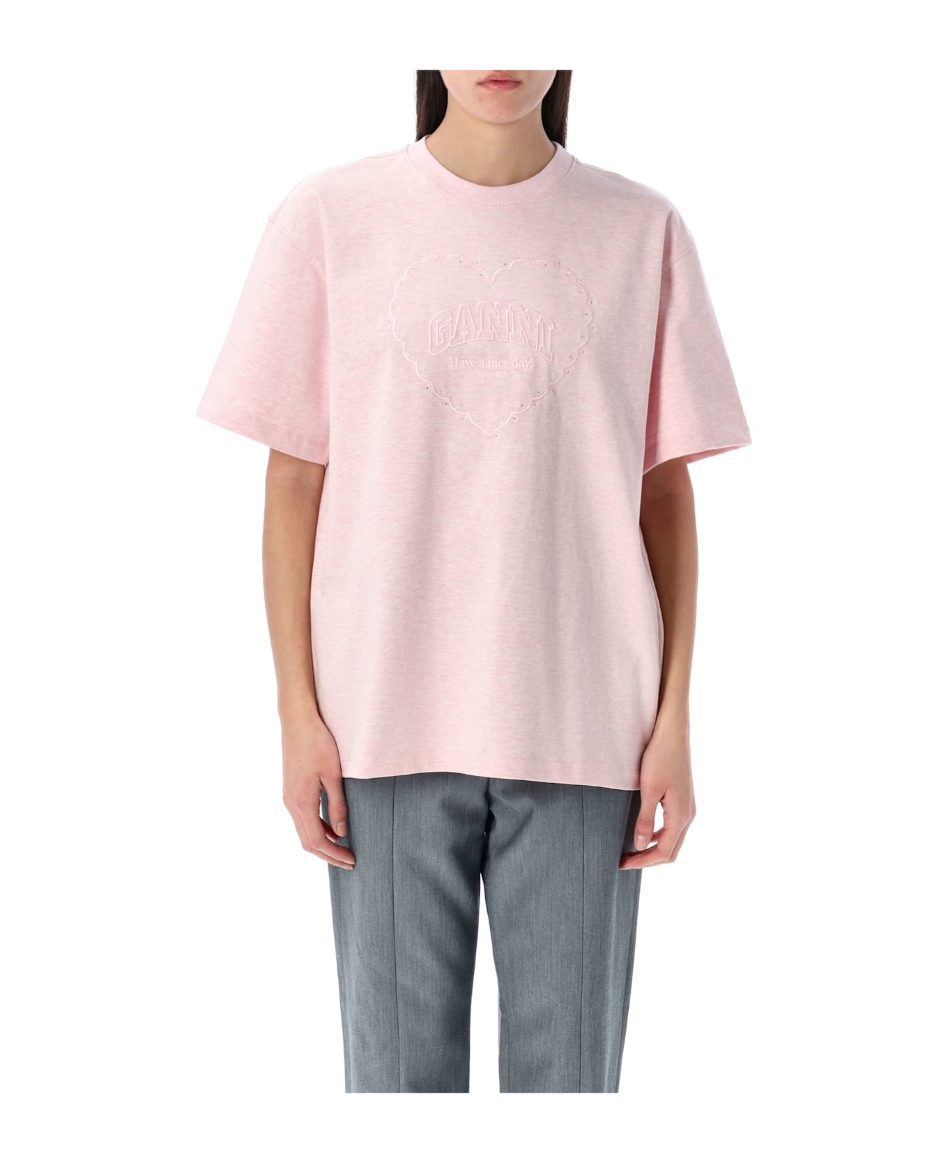 Ganni Heart T-shirt - CHALK PINK