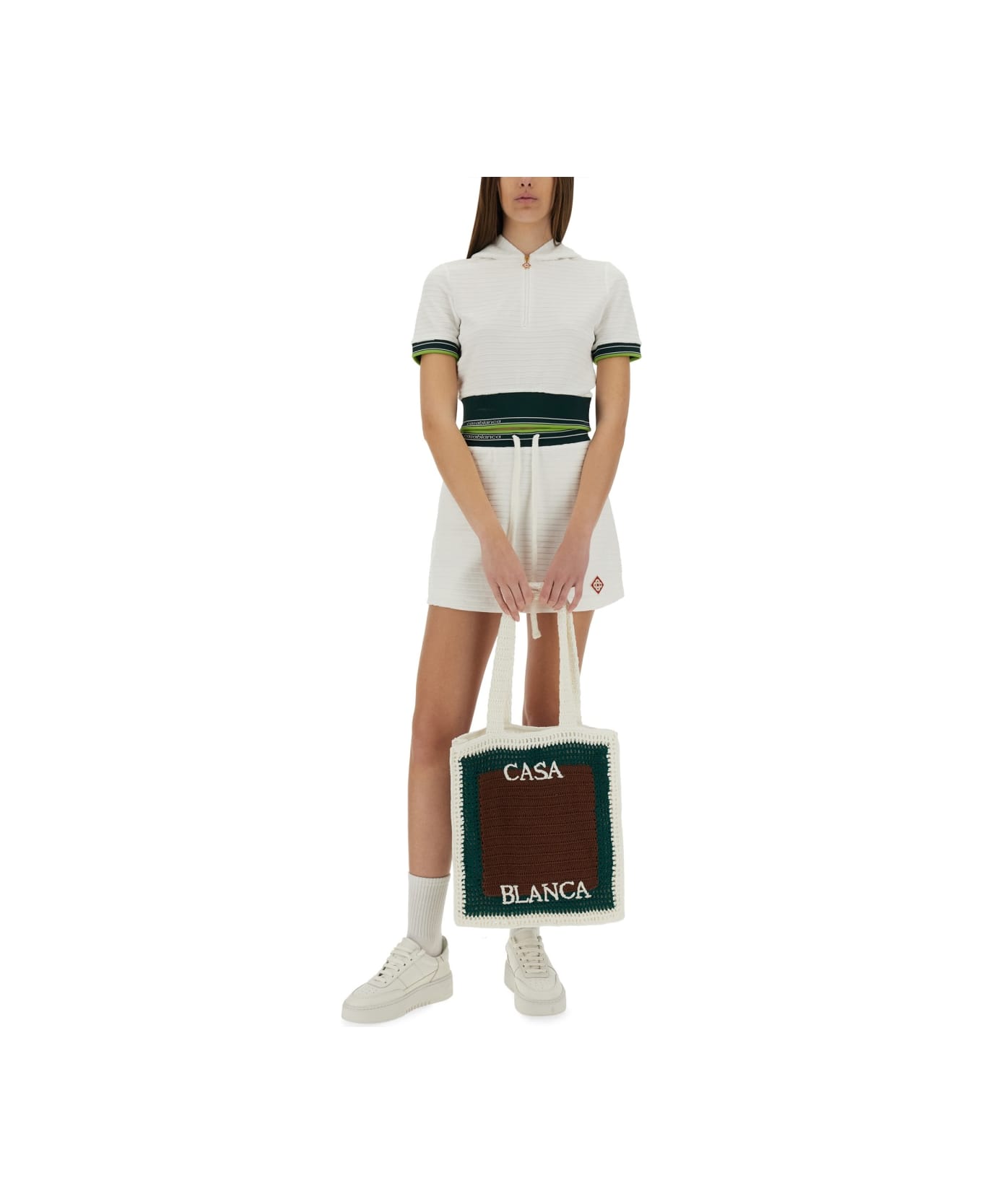 Casablanca Cropped Tennis Shirt - WHITE