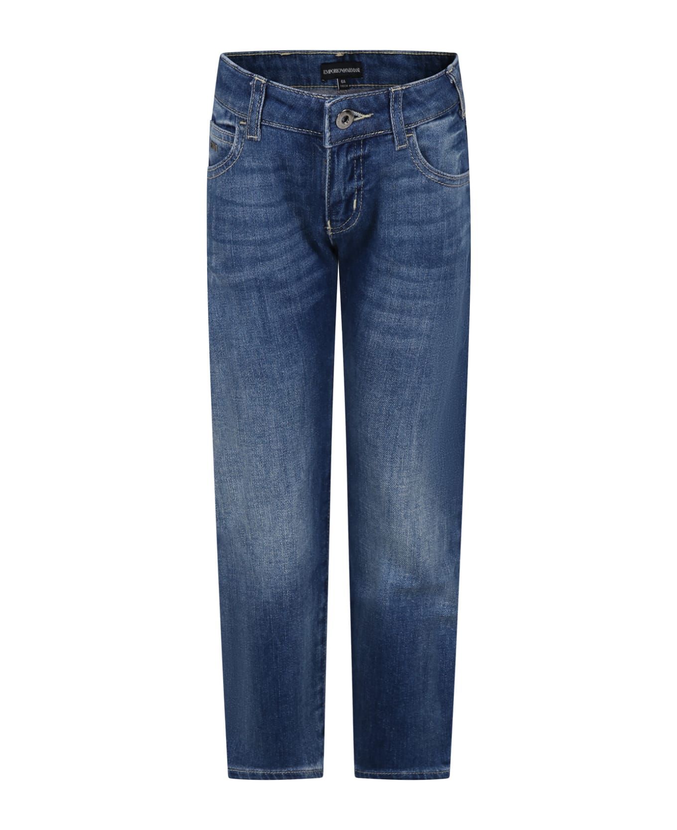 Emporio Armani Denim Jeans For Boy With Logo - DENIM BLUE