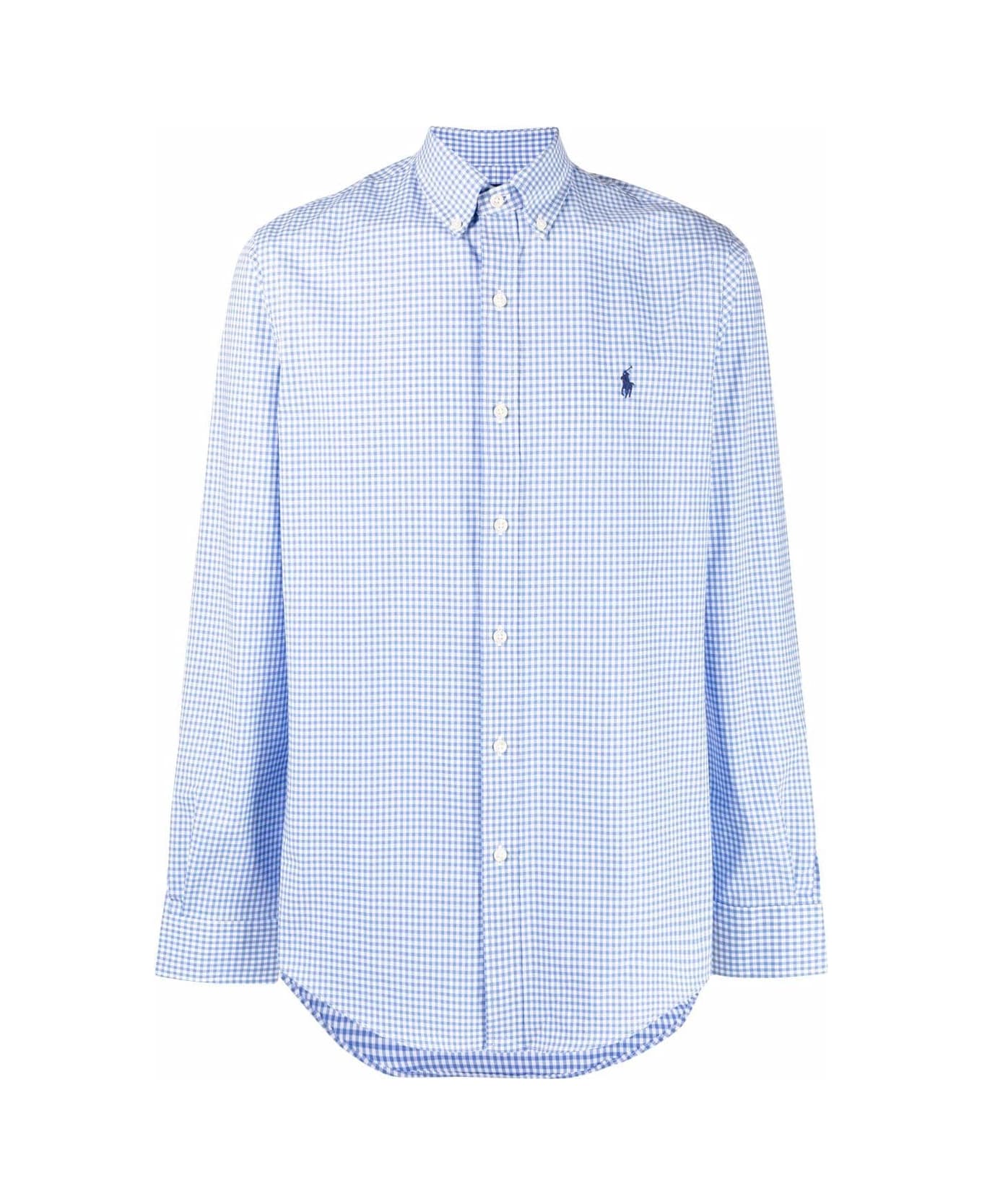 Polo Ralph Lauren Bistretch Popeline Slong Sleeve Sport Shirt - Blue White Check