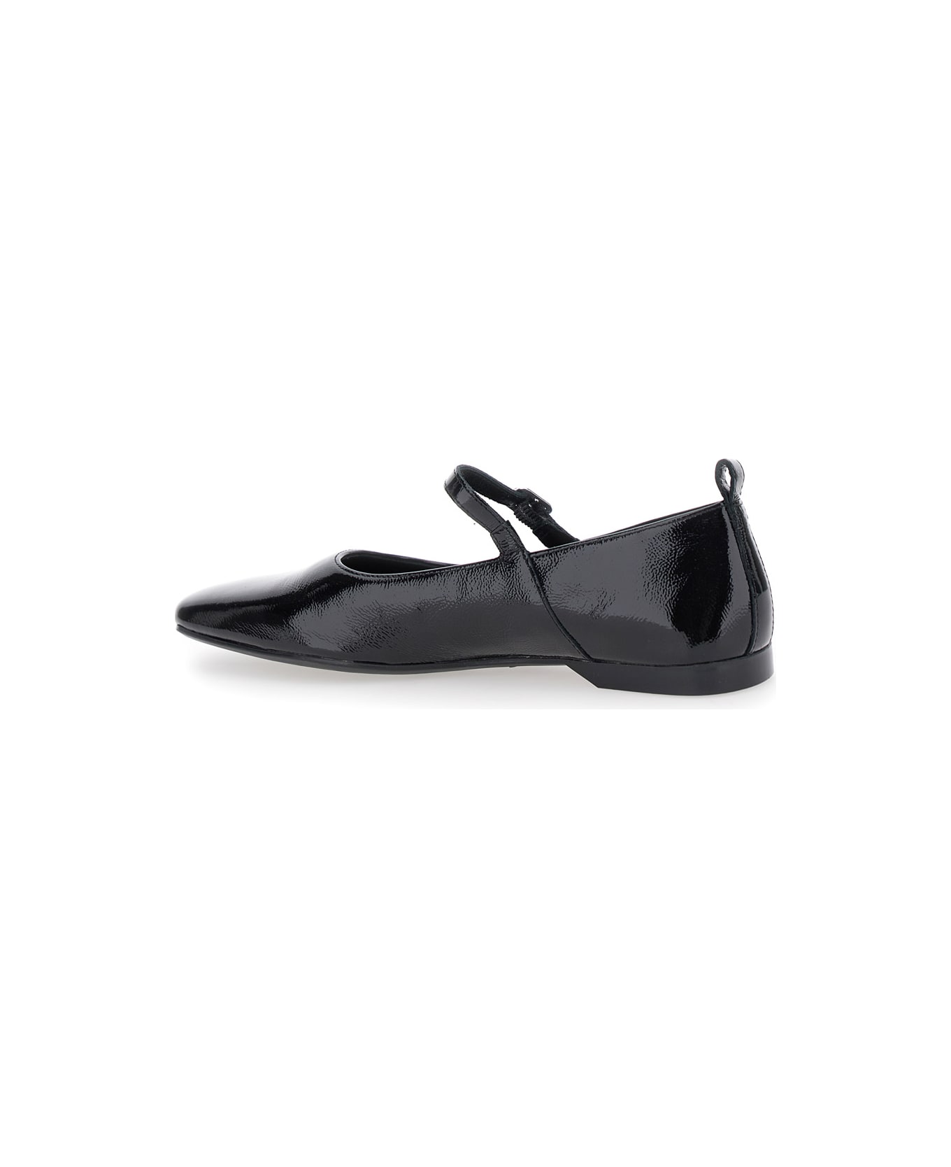 Vagabond 'delia' Black Ballerinas With Adjustable Strap In Shiny Leather Woman - Black