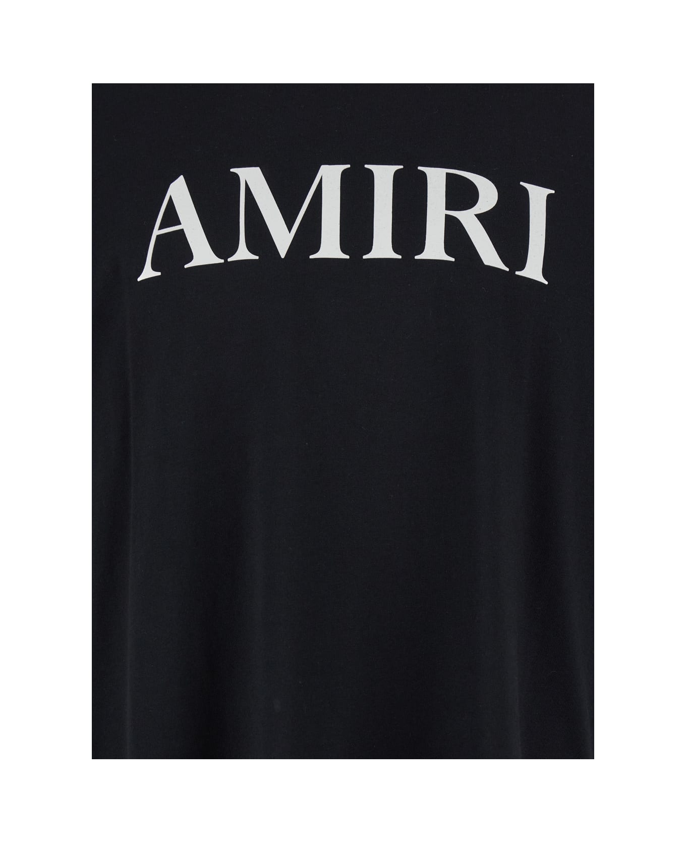 AMIRI Black Crewneck T-shirt With Logo Lettering Print On The Front In Cotton Man - Black