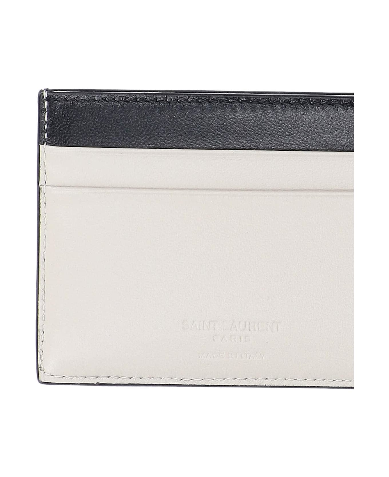 Saint Laurent 'paris' Bi-fold Card Holder - Nero Crema Soft 財布
