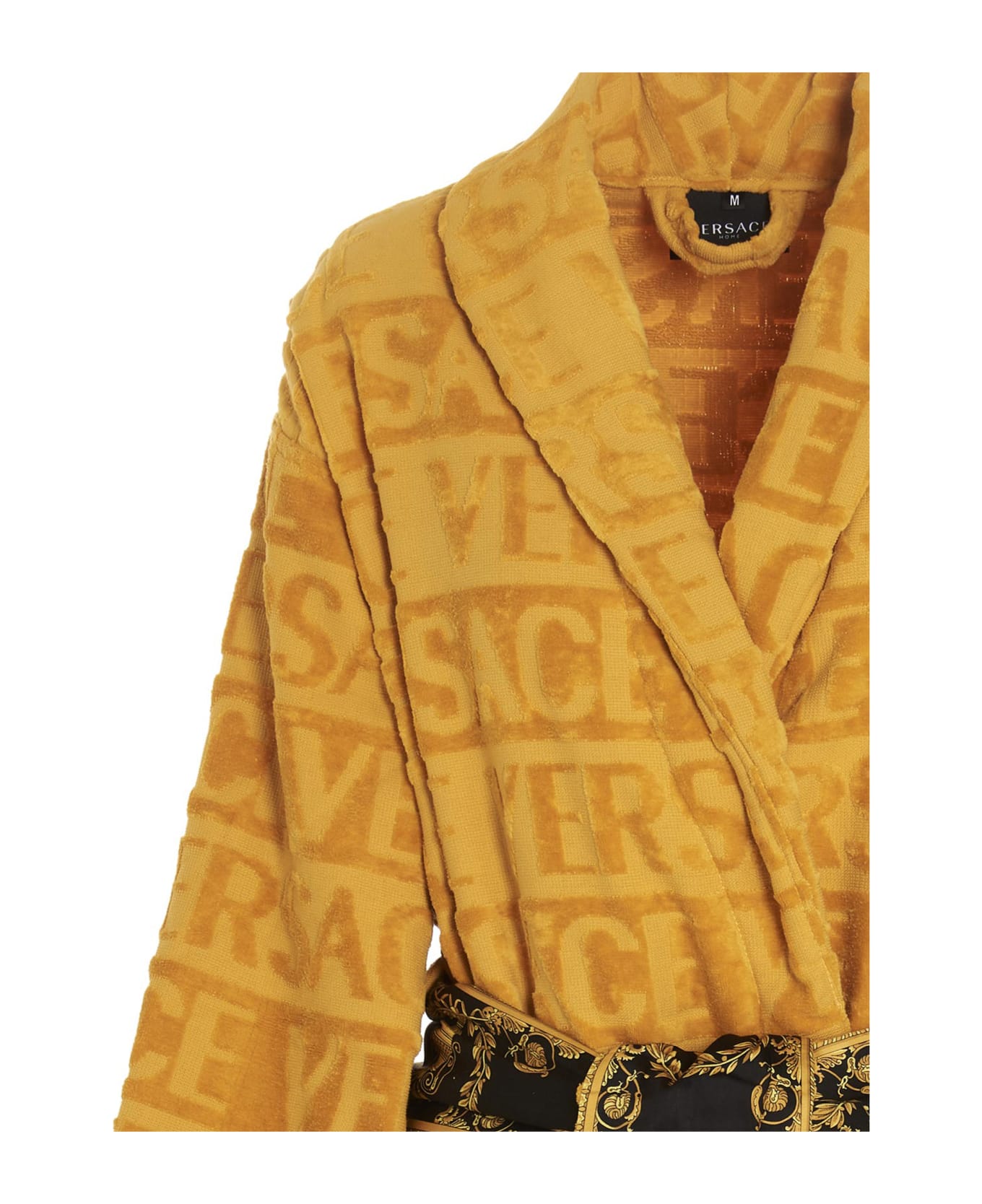 Versace All-over Embossed Logo Bathrobe - Yellow