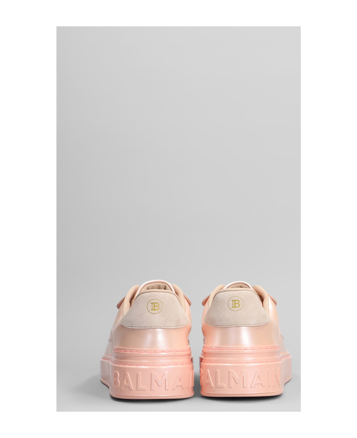 Balmain B Court Sneakers In Rose-pink Suede And Leather - rose-pink