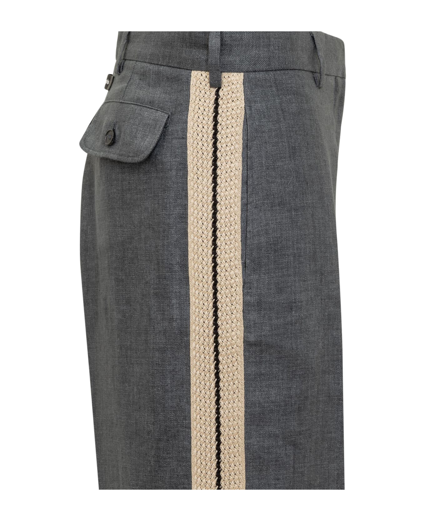 Palm Angels Linen Trousers - DARK GREY OFF