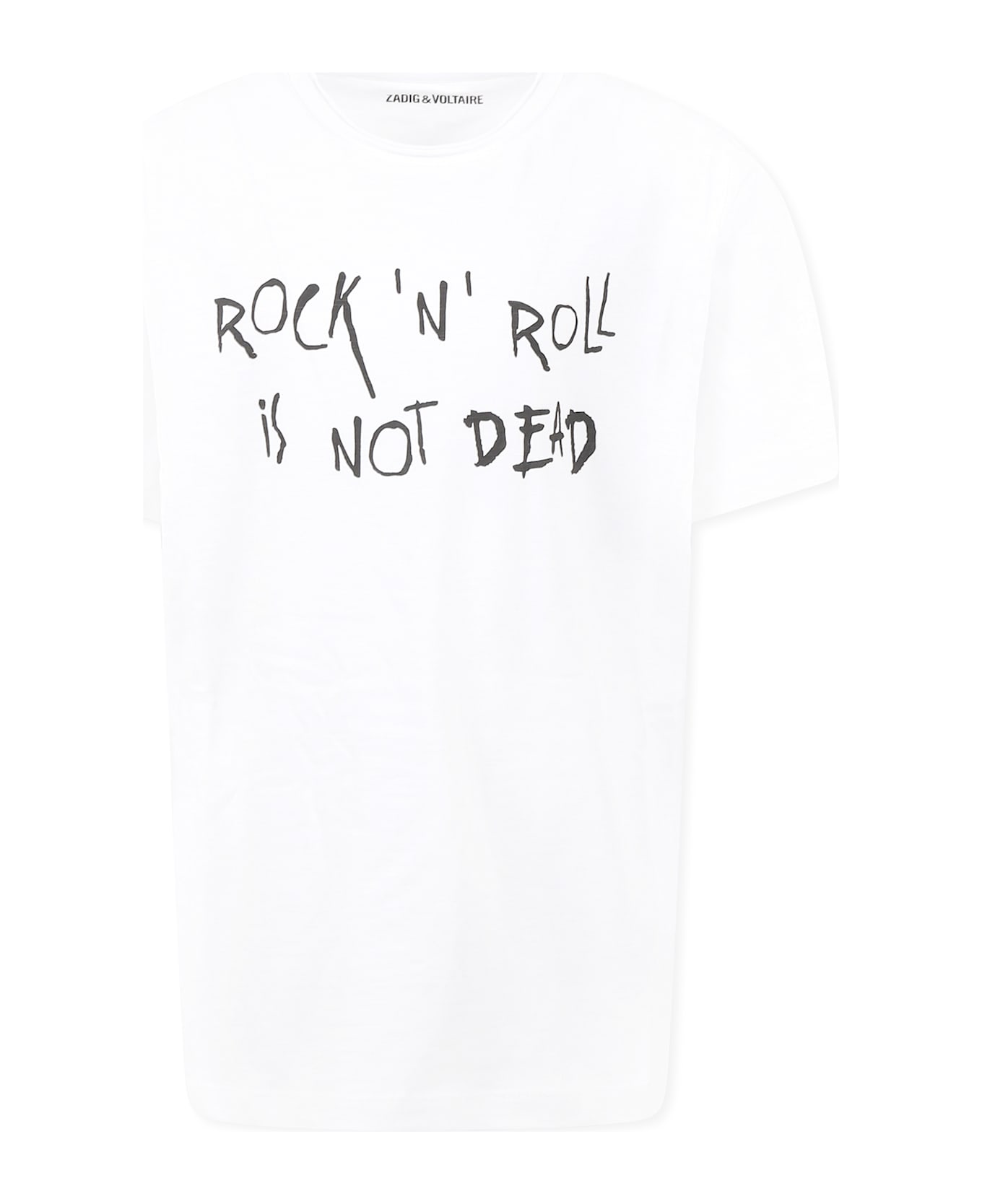 Zadig & Voltaire White T-shirt For Kids With Rock N Roll Is Not Dead - White