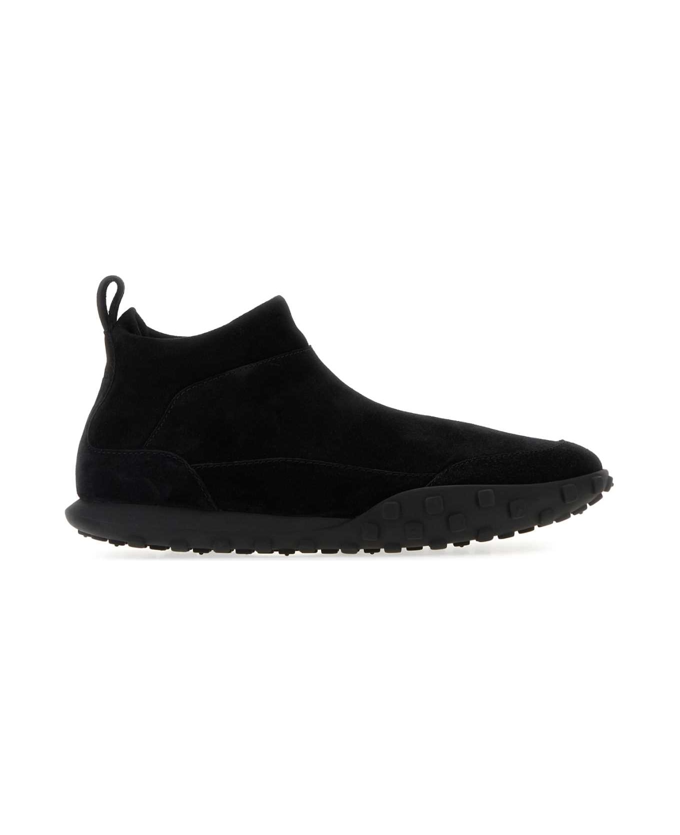 Jil Sander Black Suede Moon Slip Ons - 001
